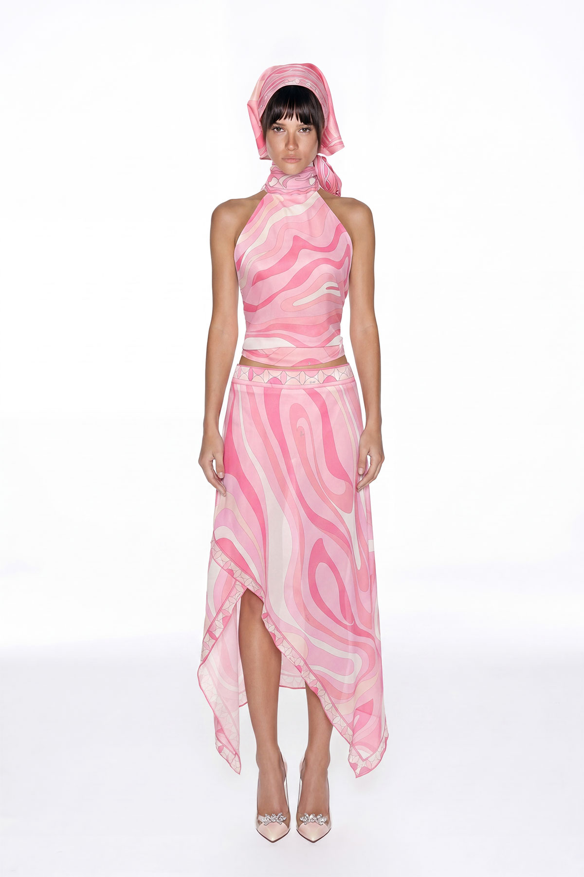 Hardmod Print Split There Piece Skirt Set