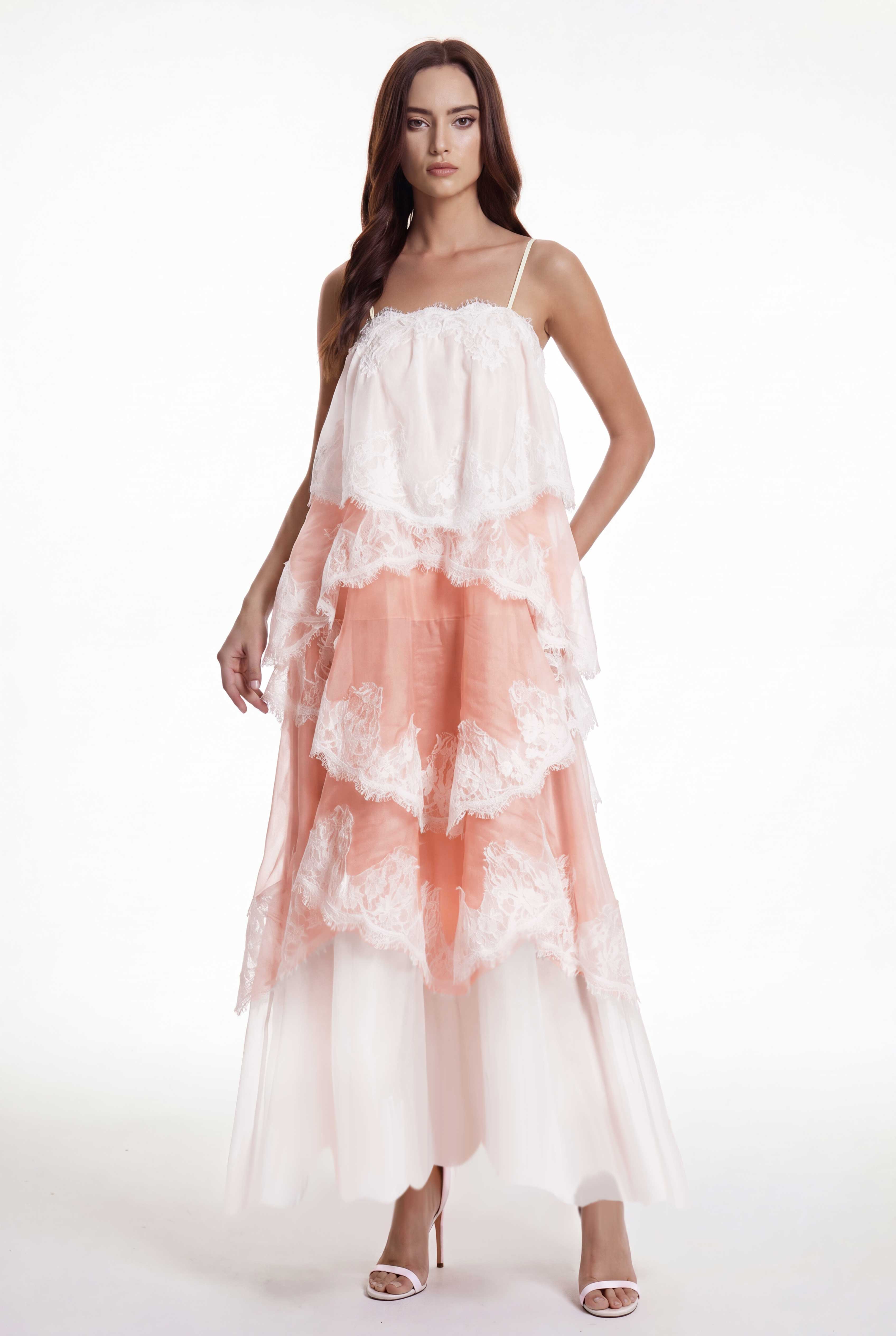 Drummond Spaghetti Hayley Lace Maxi Tiered Dress
