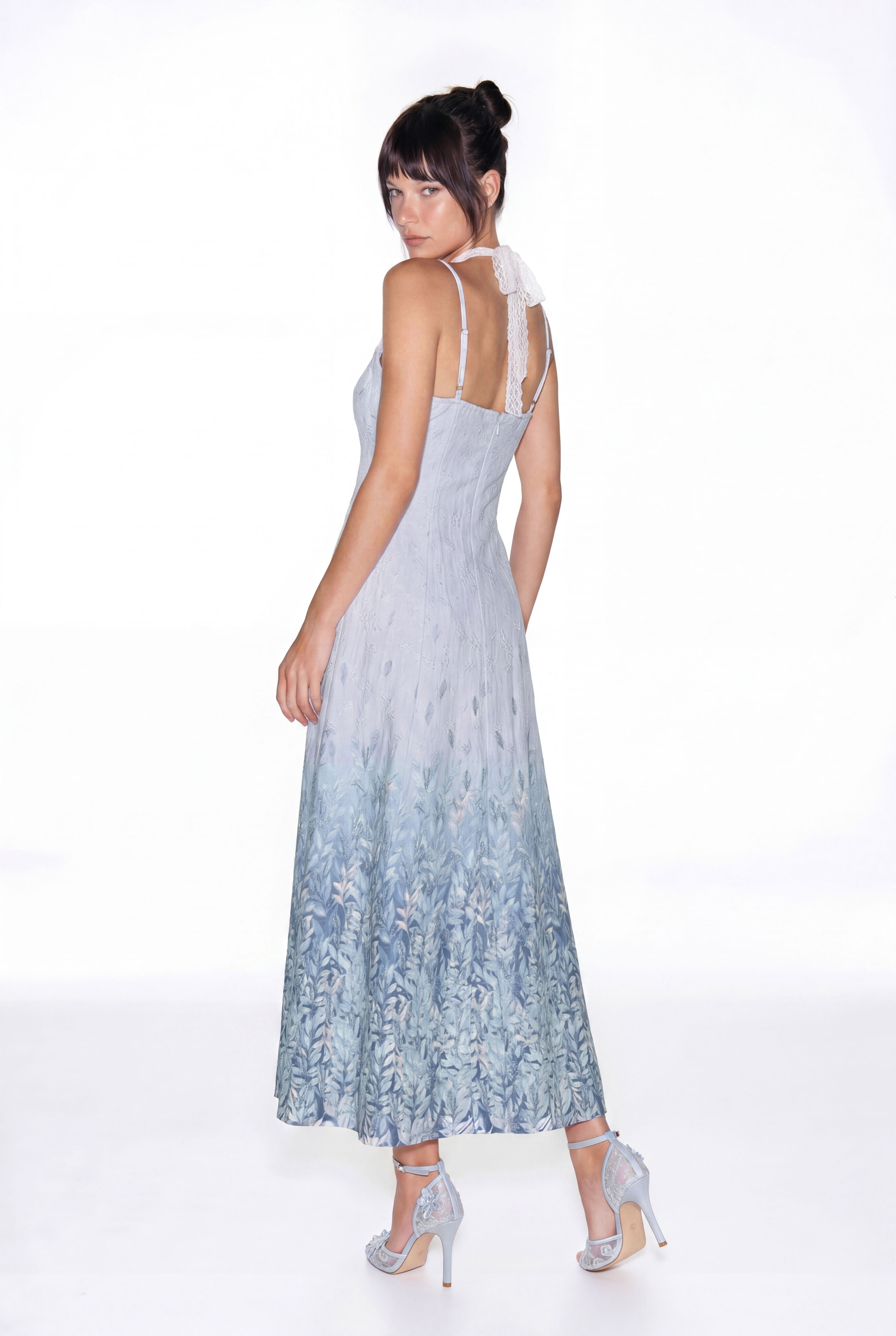 Jaropełk Spaghetti Floral Lace Midi Dress