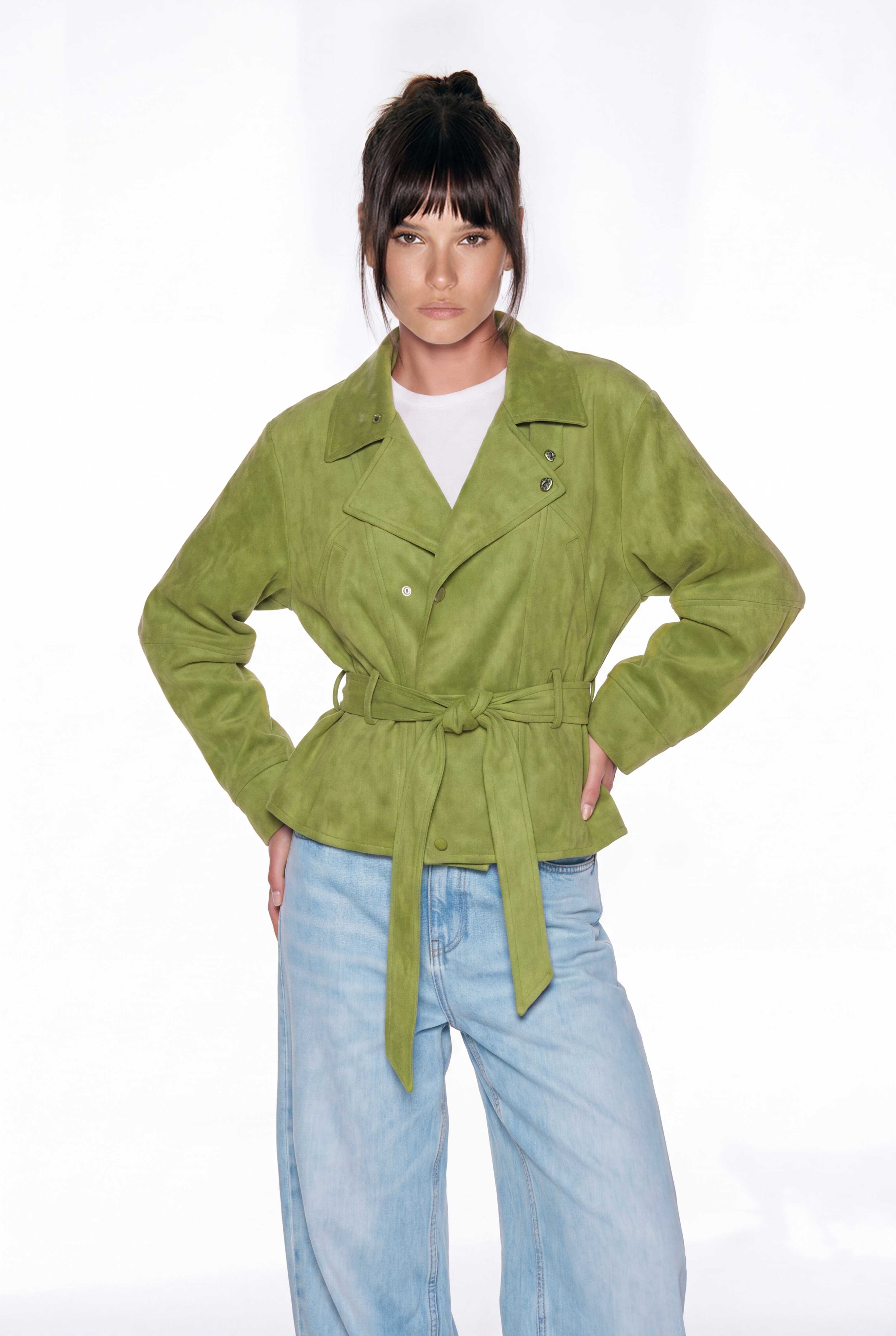 Hamza Lapel Belt Suede Trench Jacket