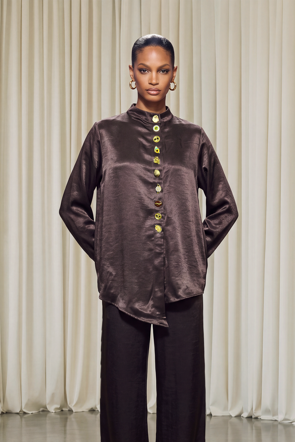 Florentia Bell Sleeve Satin Pants Set