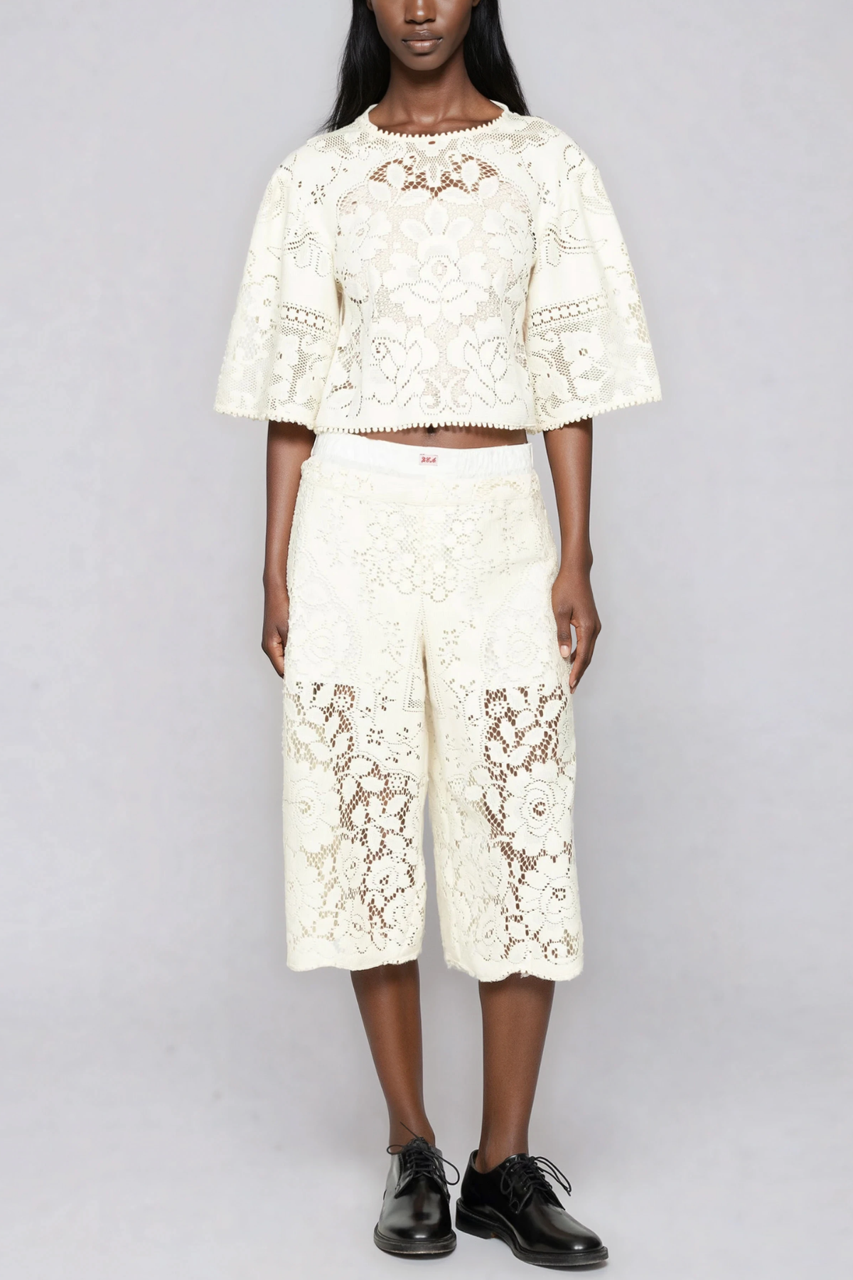 Hamlet Lace Cutout Wide Leg Pants Set