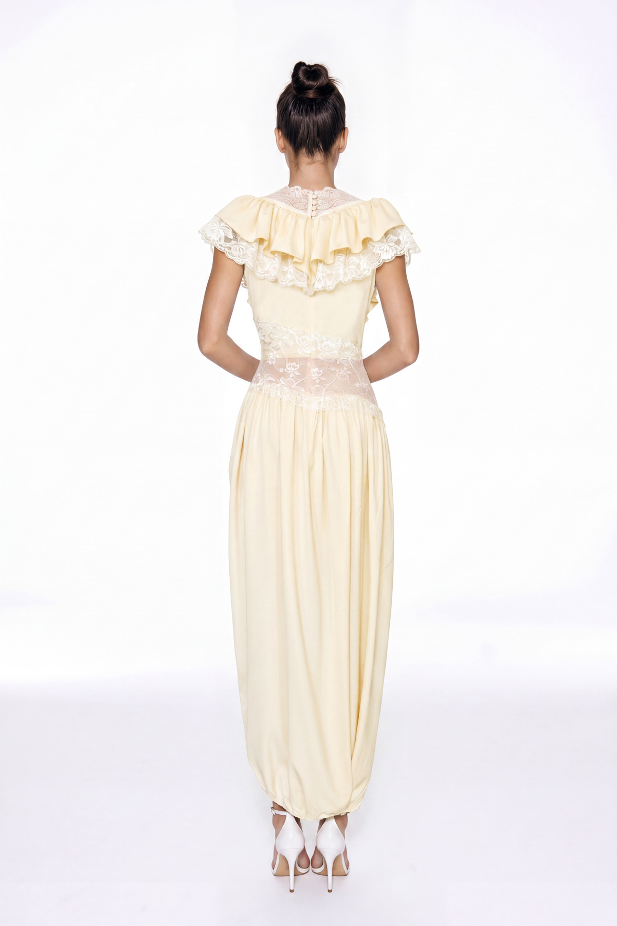 Hadassa V Neck Lace  Draped Maxi Dress