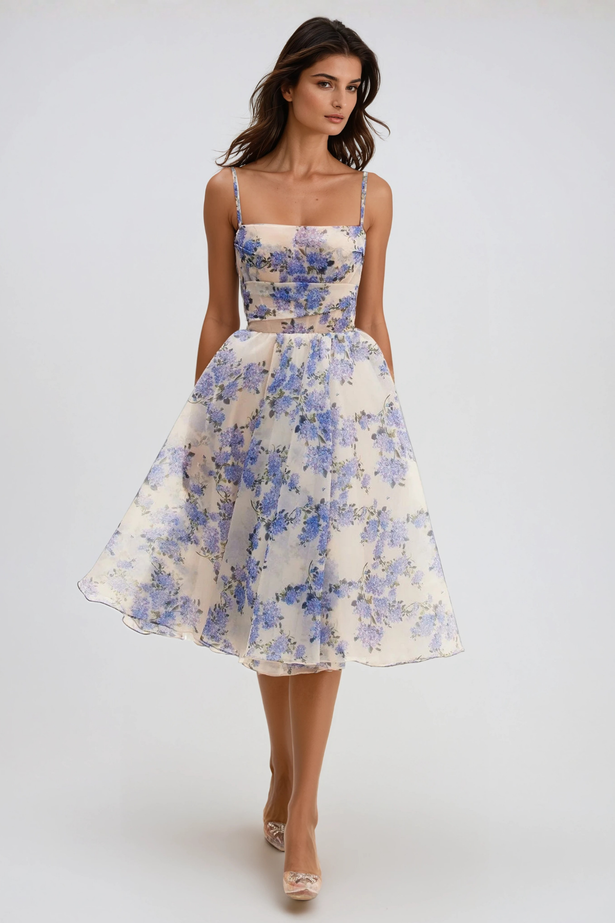 Ferdous Spaghetti Floral Midi Dress
