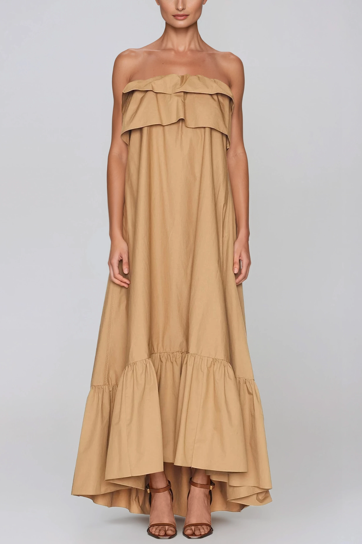 Hepsie Strapless Ruffle Maxi Dress