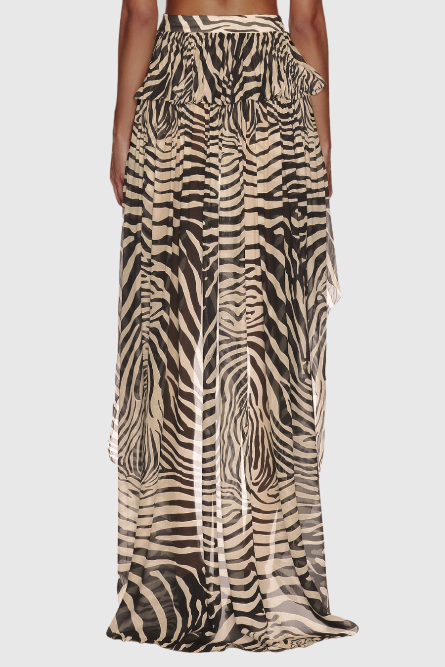 Flavienne Off Shoulder Zebra Print Skirt Set In Brown