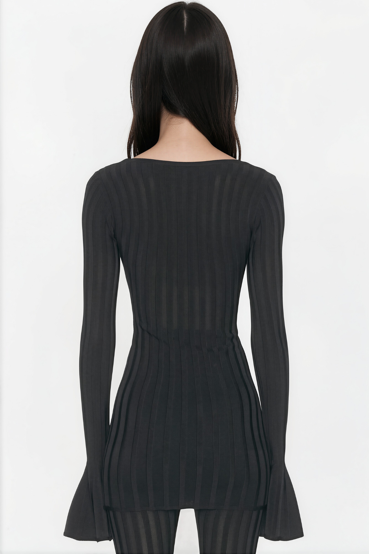 Hestia Ribbed Flare Sleeve Mini Dress