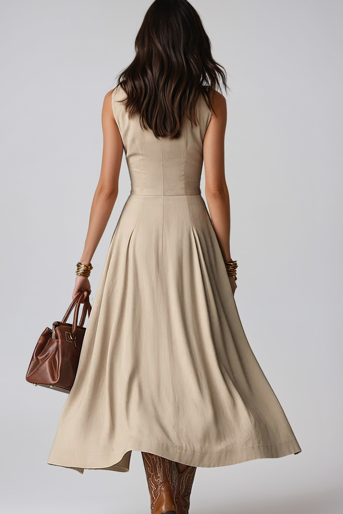 Jaanus Sleeveless Ruch Midi Dress