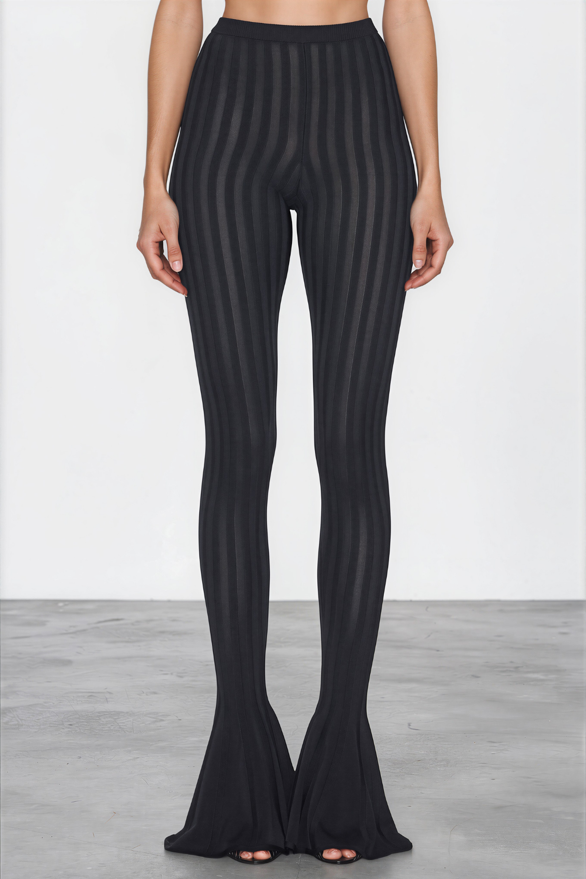 Hestia Ribbed Flare Sleeve Mini Dress Pants Set