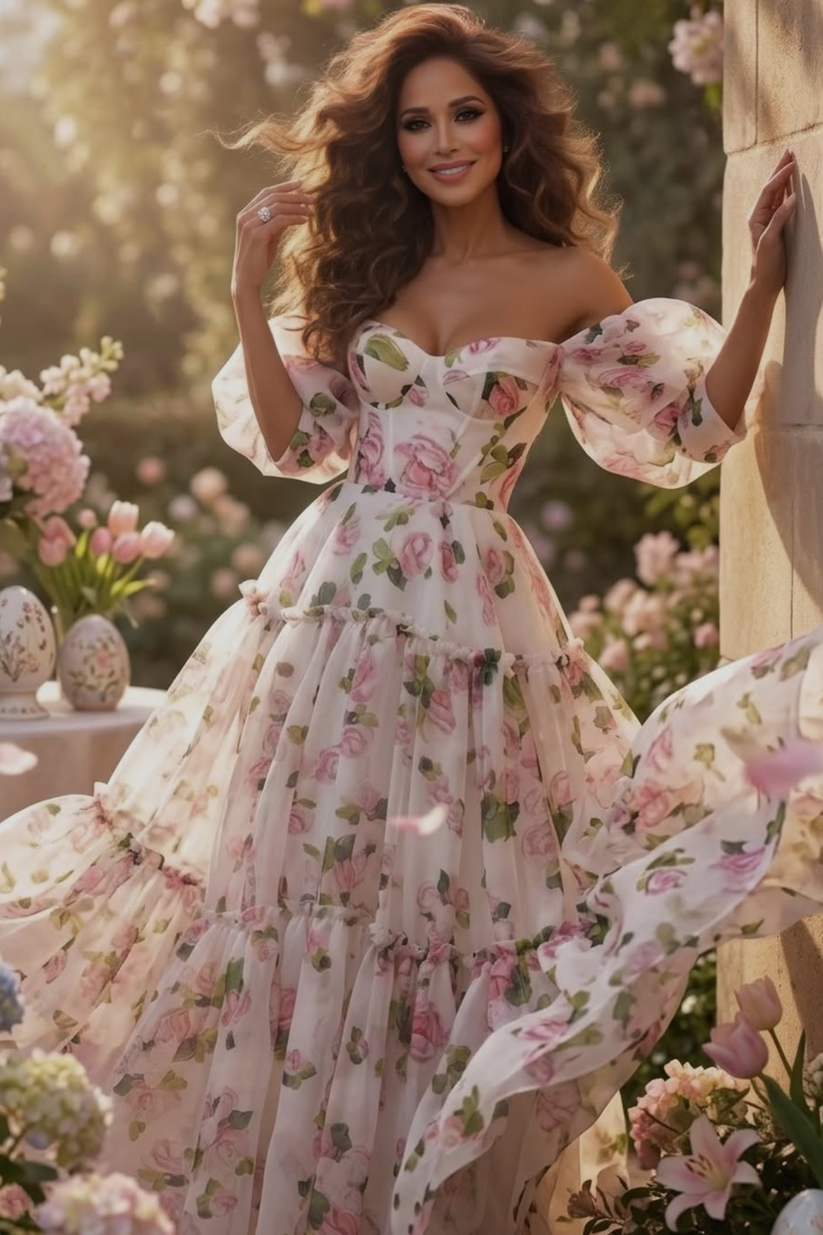 Ferdous Puff Sleeve Floral Maxi Dress