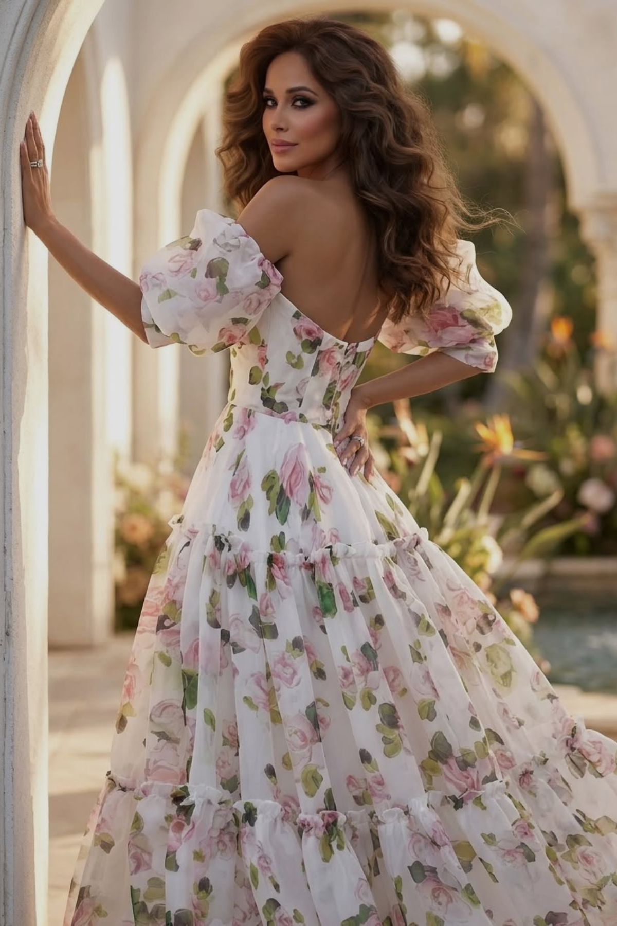 Ferdous Puff Sleeve Floral Maxi Dress