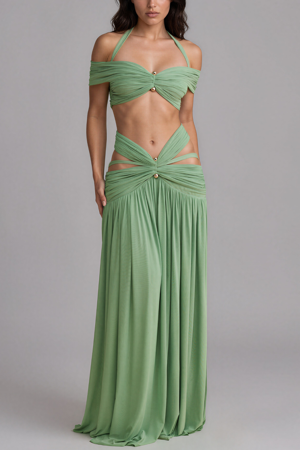 Sierra Cutout Ruched Maxi Skirt Set