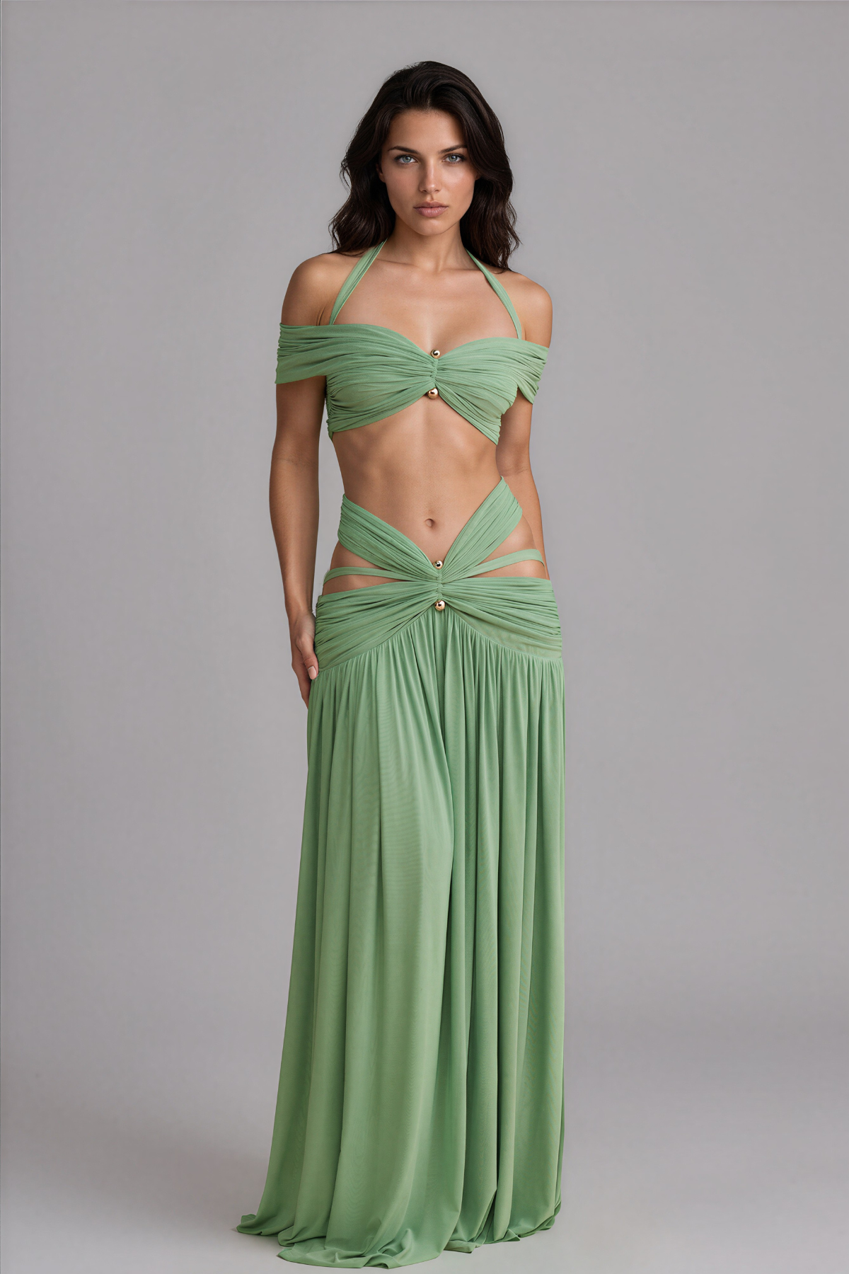 Sierra Cutout Ruched Maxi Skirt Set
