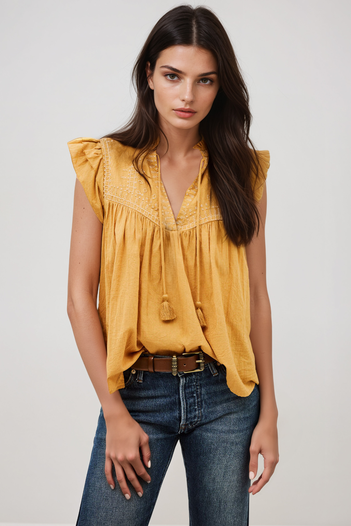 Hermogenes Ruch Embroidered Top In Yellow