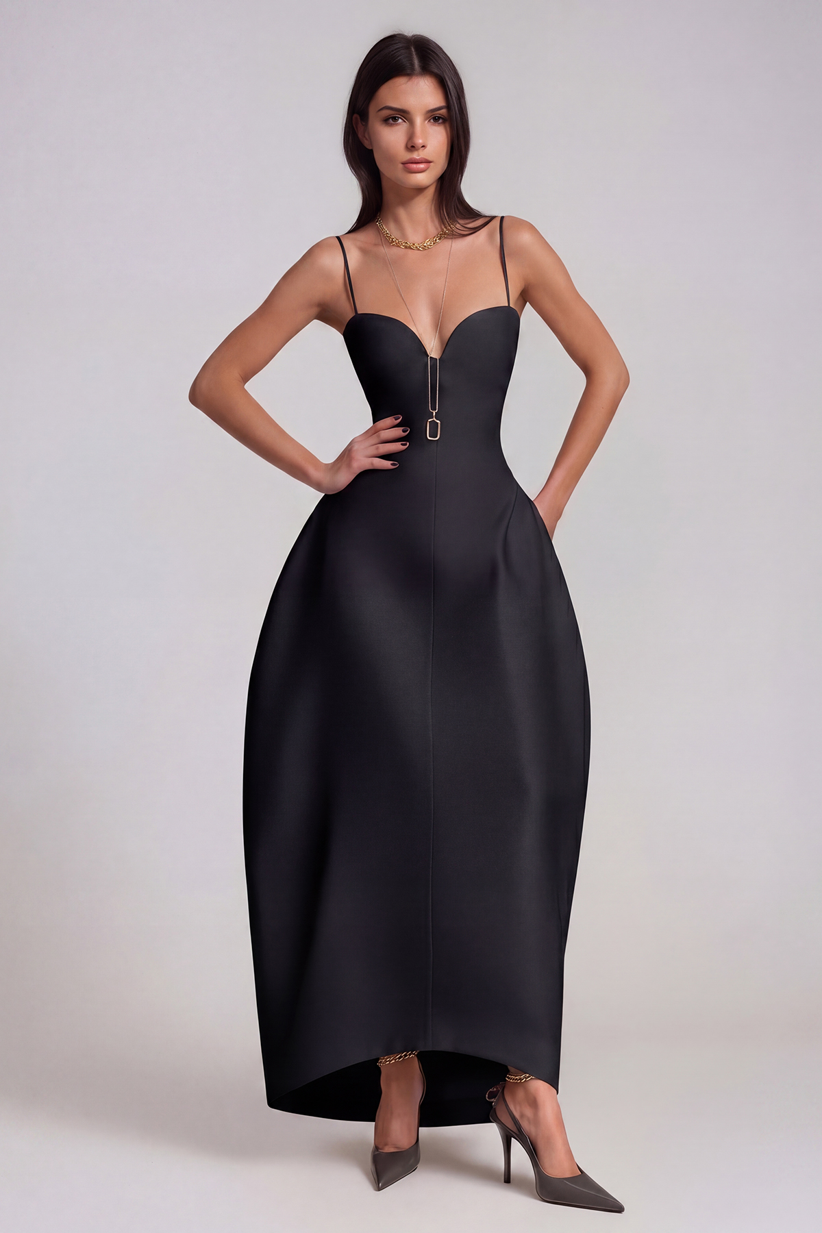 Girisha Stain Maxi Dress In Black