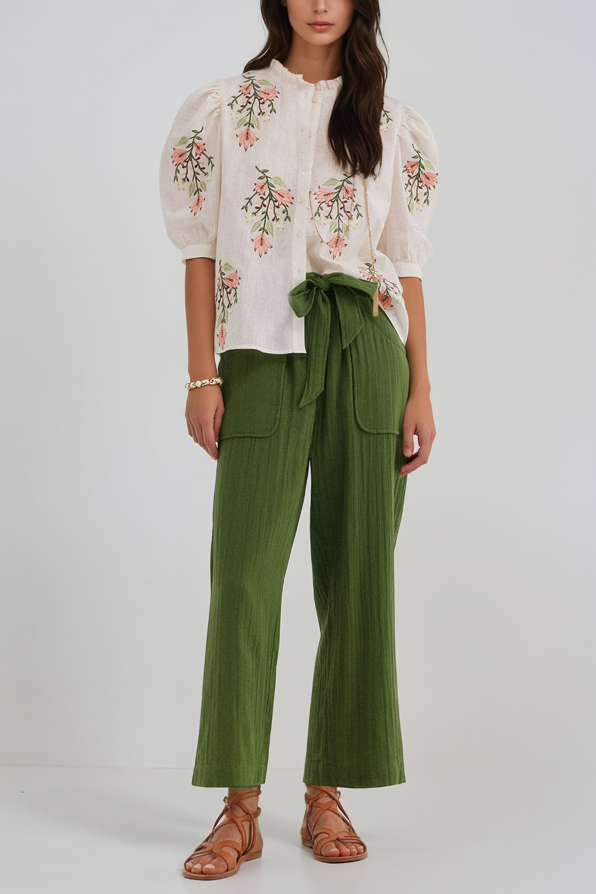 Hermanni Puff Sleeve Embroidered Floral Top