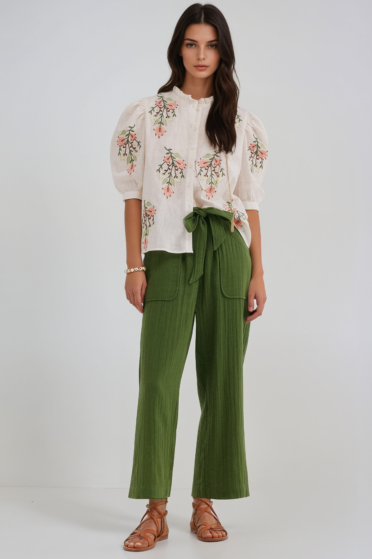 Hermanni Puff Sleeve Embroidered Floral Top