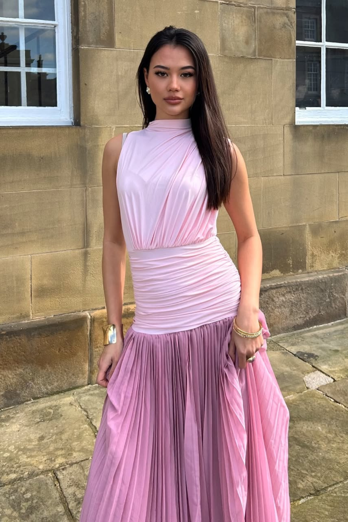 Domhnall Asymmetric Ruch Maxi Dress