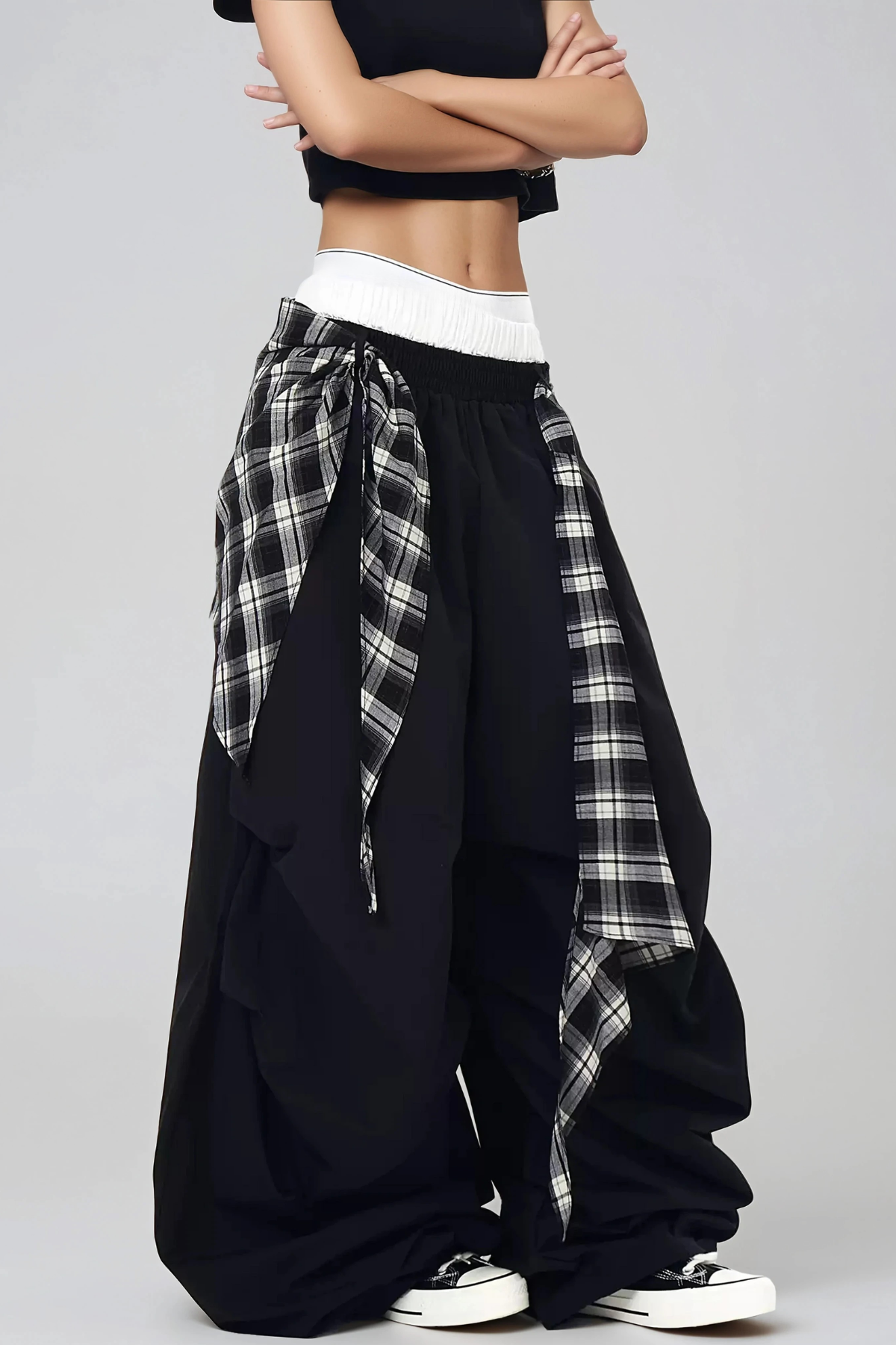 Hamish Grid Wide Leg Pants