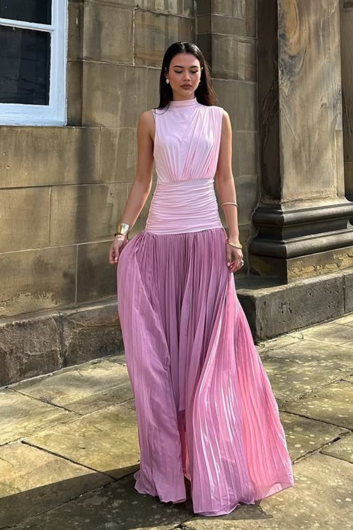 Domhnall Asymmetric Ruch Maxi Dress