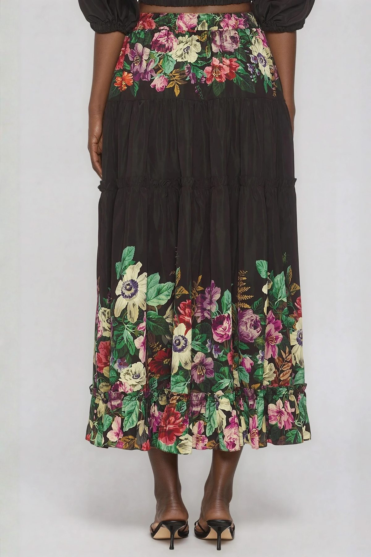 Giotto Balloon Sleeve Flower Ruch Skirt Set