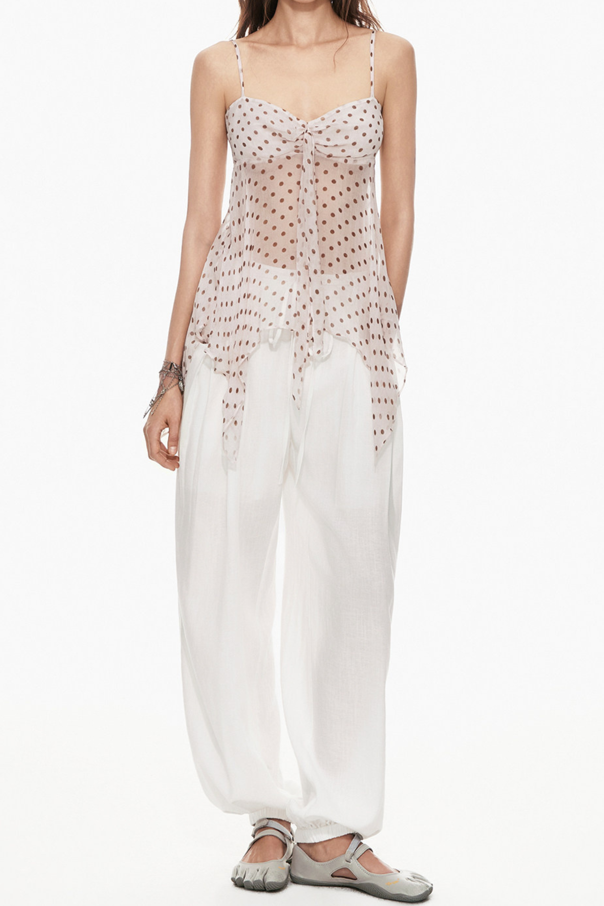 Hersh Spaghetti Dot Mesh Top