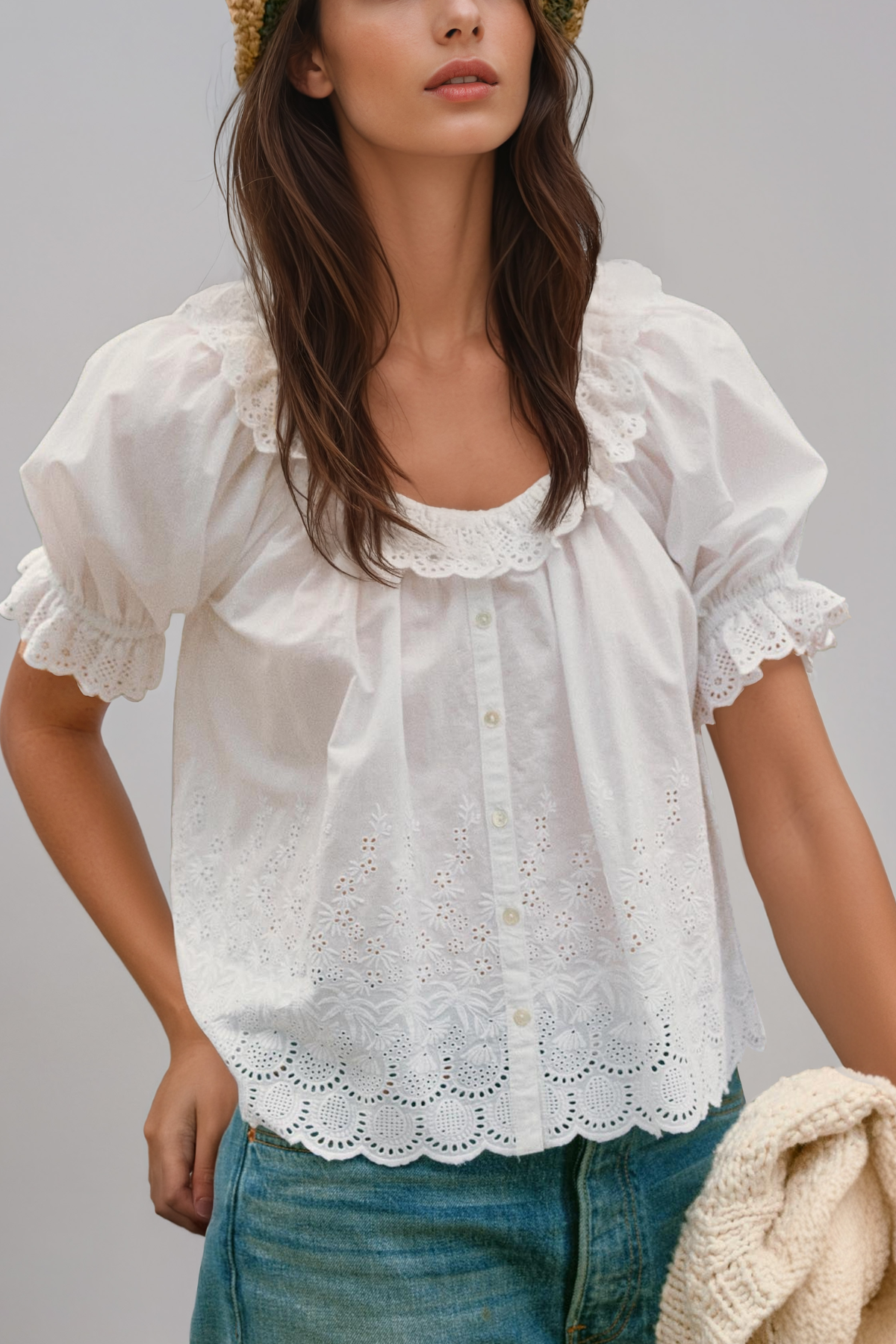 Hermann Puff Sleeve Lace Top