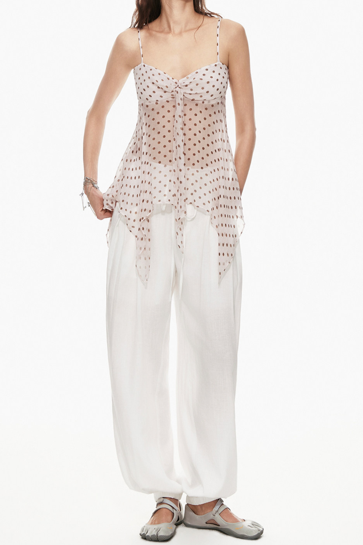 Hersh Spaghetti Dot Mesh Top