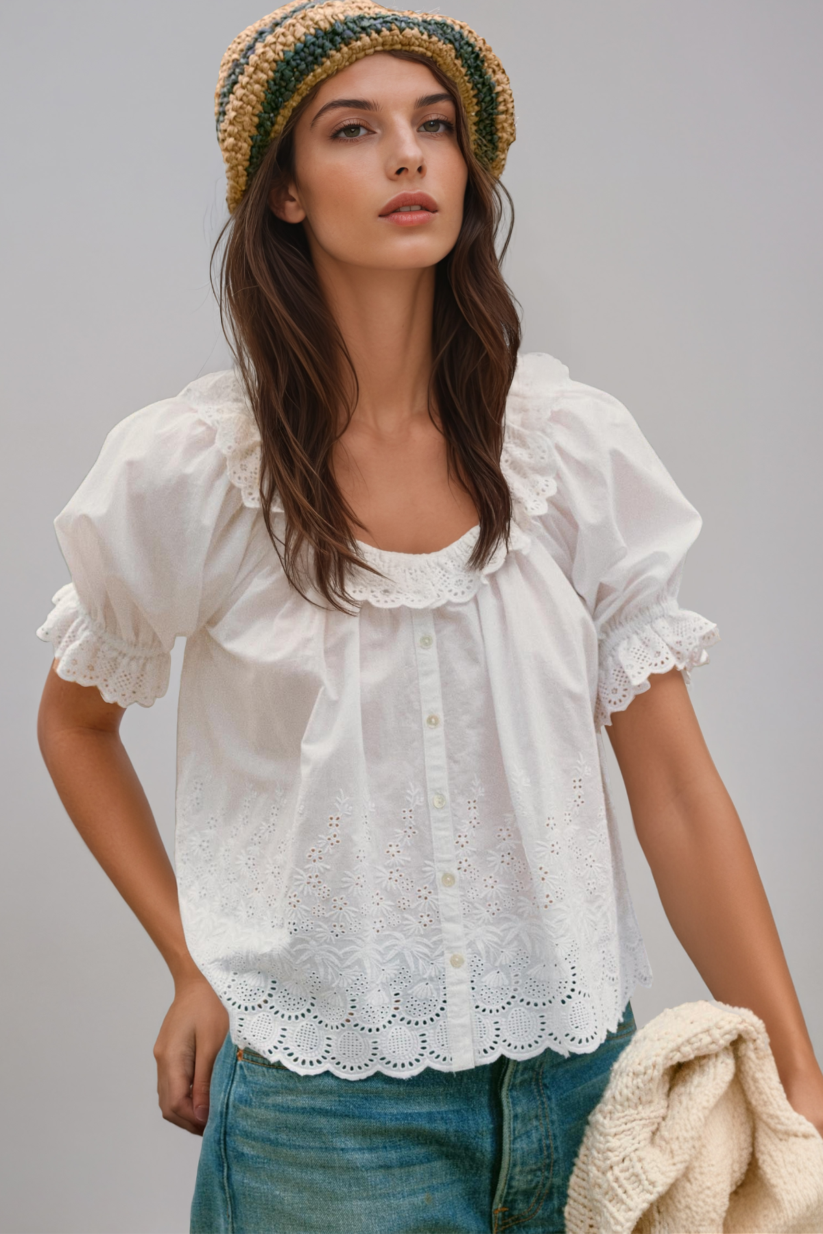 Hermann Puff Sleeve Lace Top