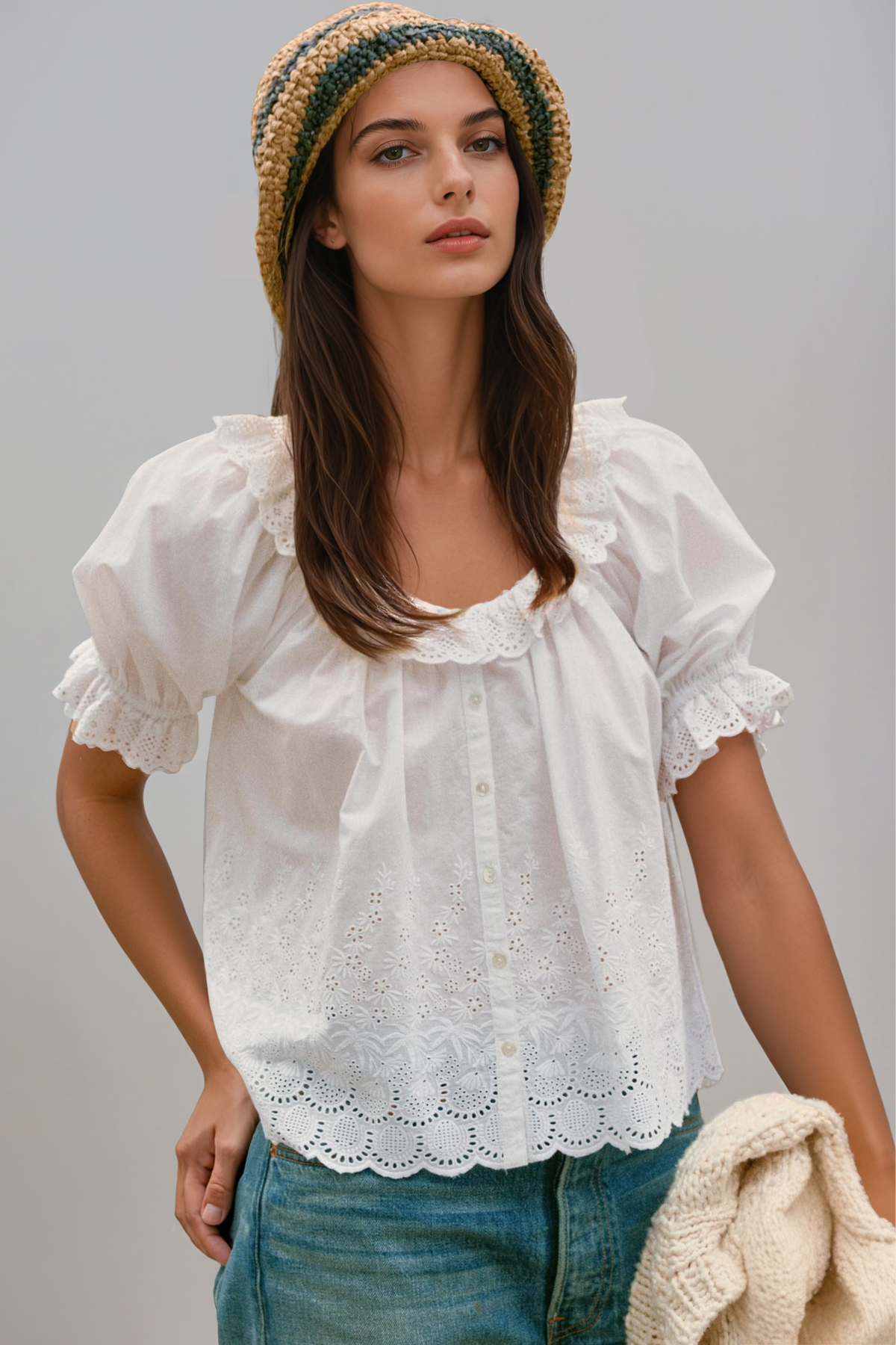 Hermann Puff Sleeve Lace Top