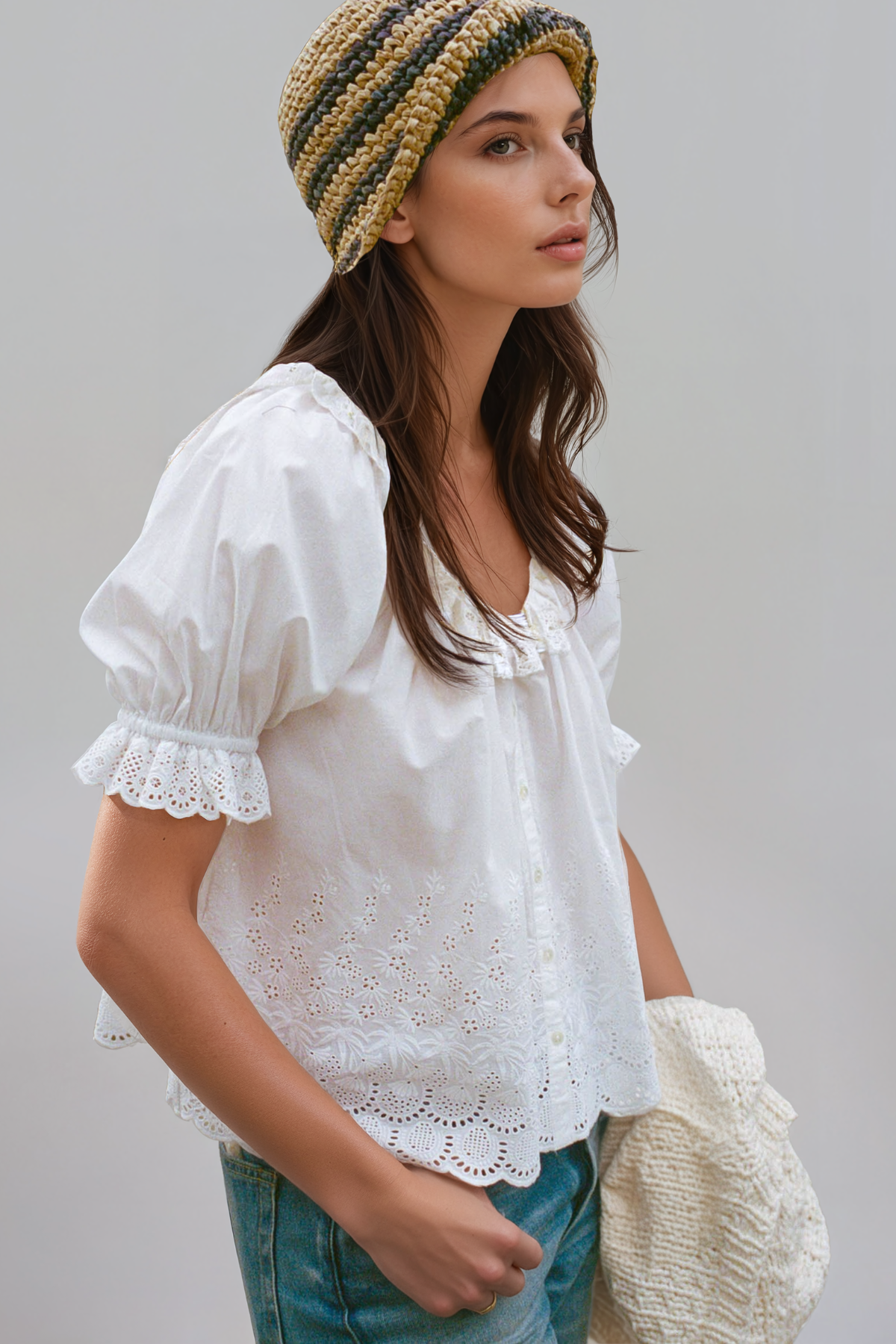 Hermann Puff Sleeve Lace Top