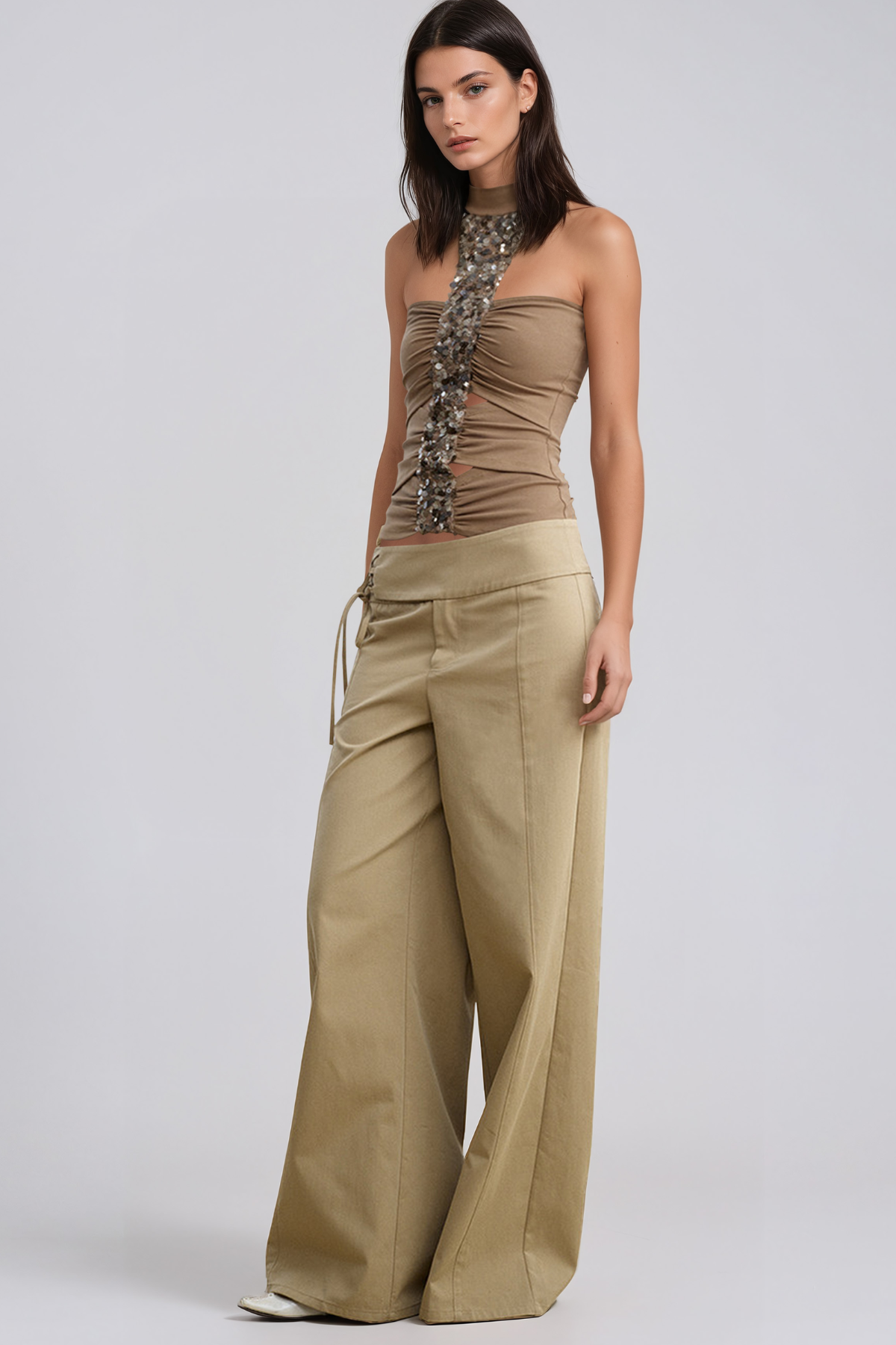Hermenegilda Tie Up Wide Leg Pants