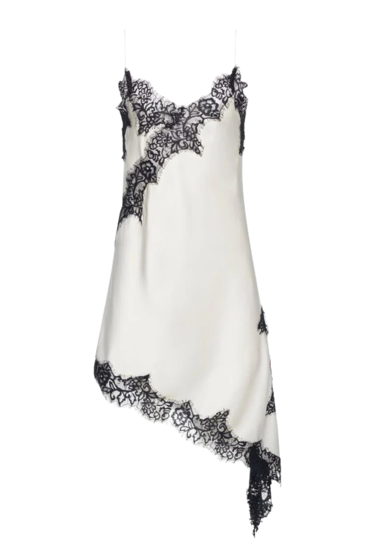 Aeva Lace Trim Asymmetric Mini Dress