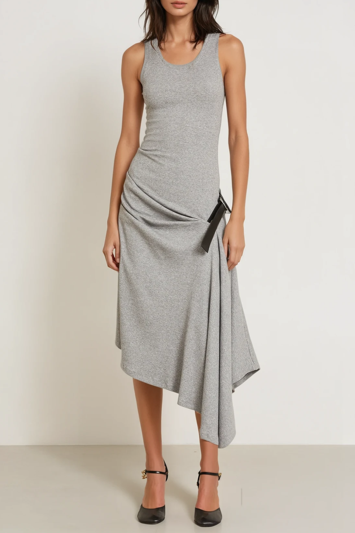Henrijs Sleeveless Asymmetric Knit Midi Dress