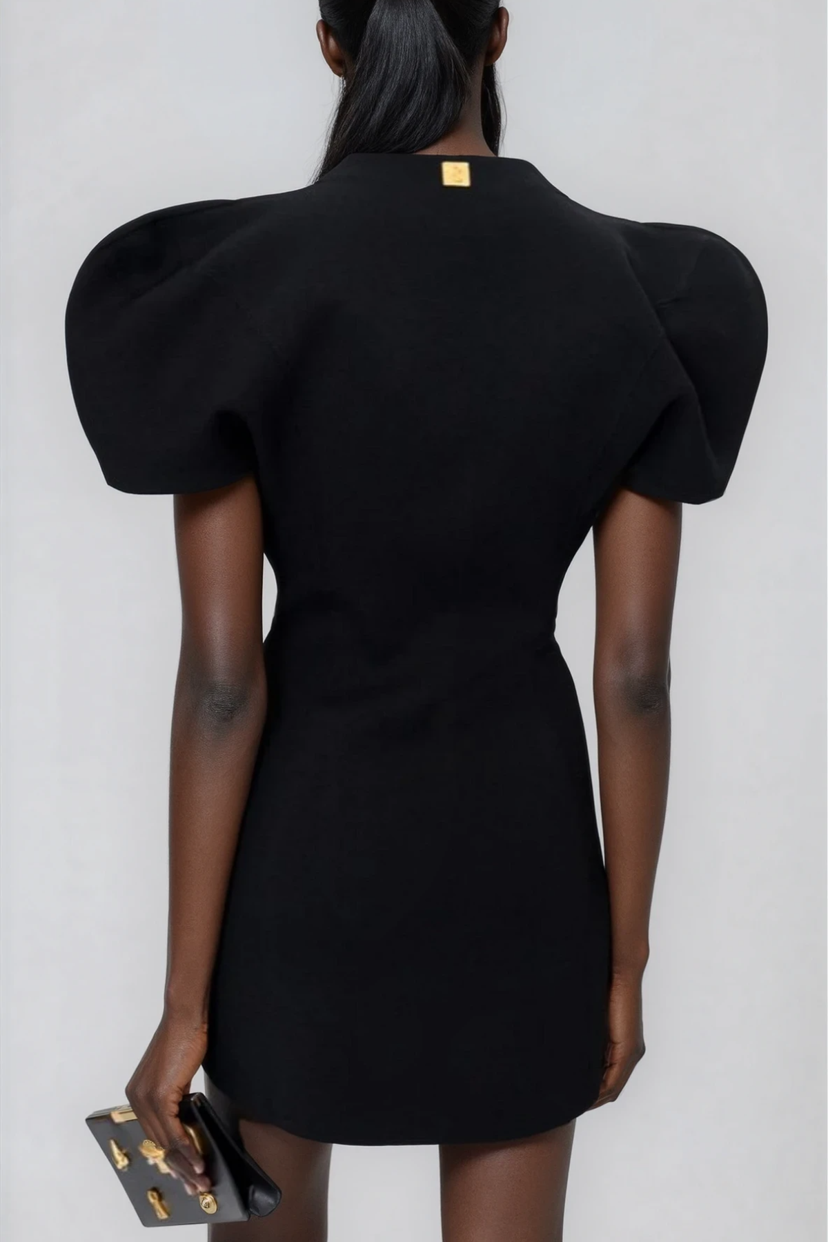 Giraldo Puff Sleeve Button Mini Dress