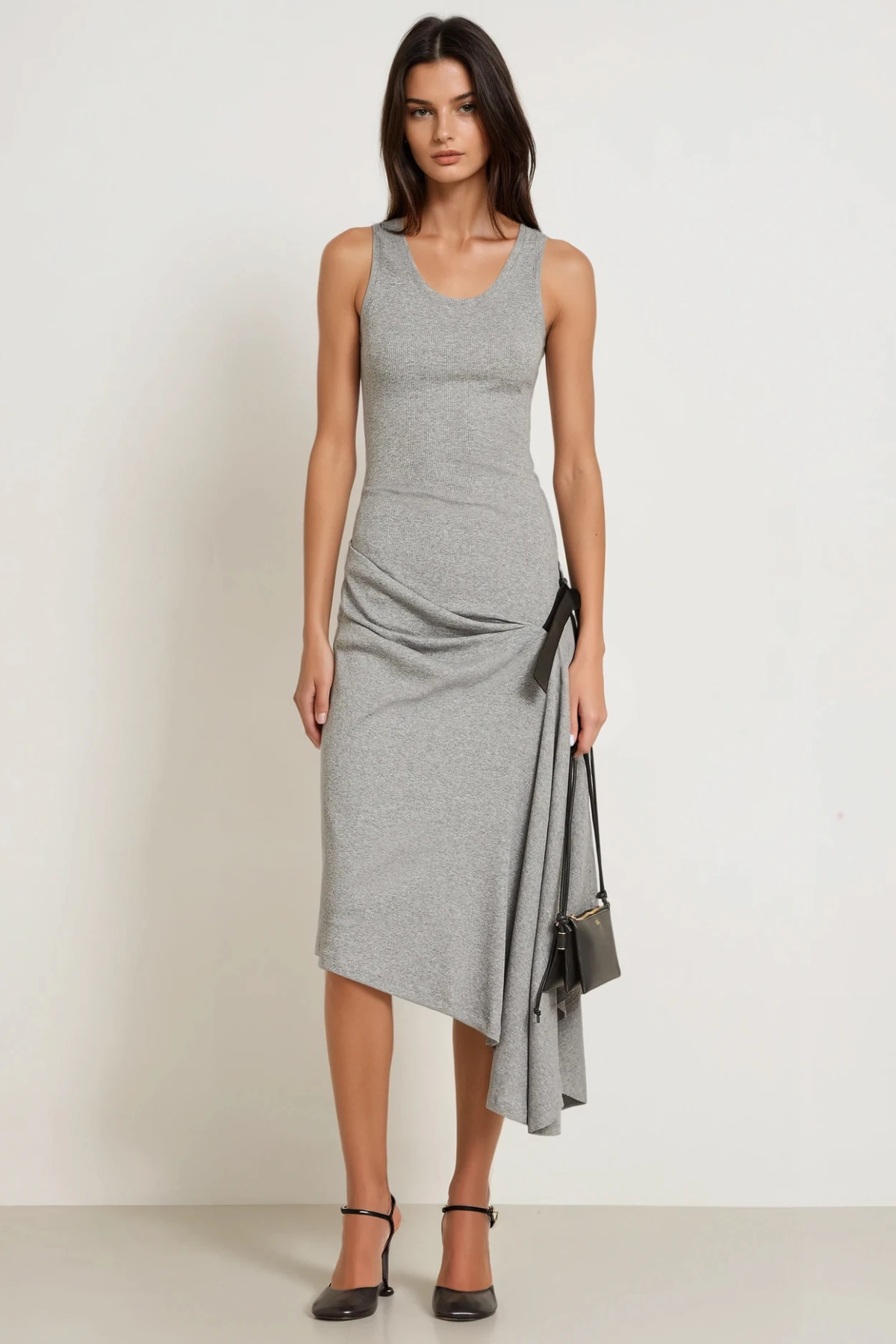 Henrijs Sleeveless Asymmetric Knit Midi Dress