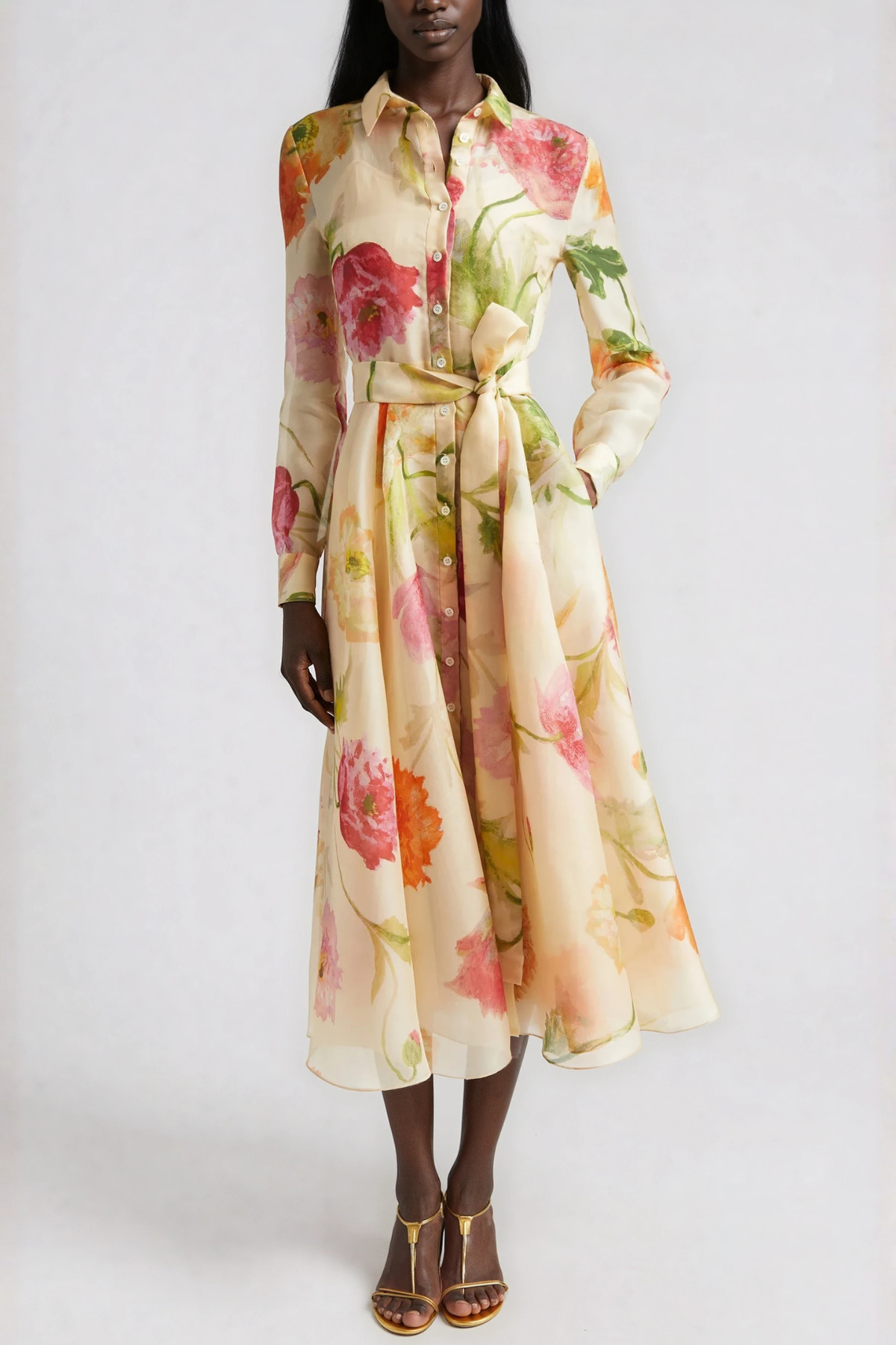 Henrik Floral Tie Up Midi Dress