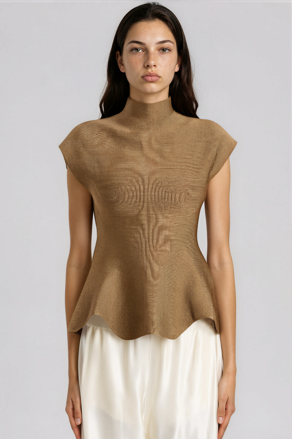 Haraldur Knit Mock Neck Peplum Top