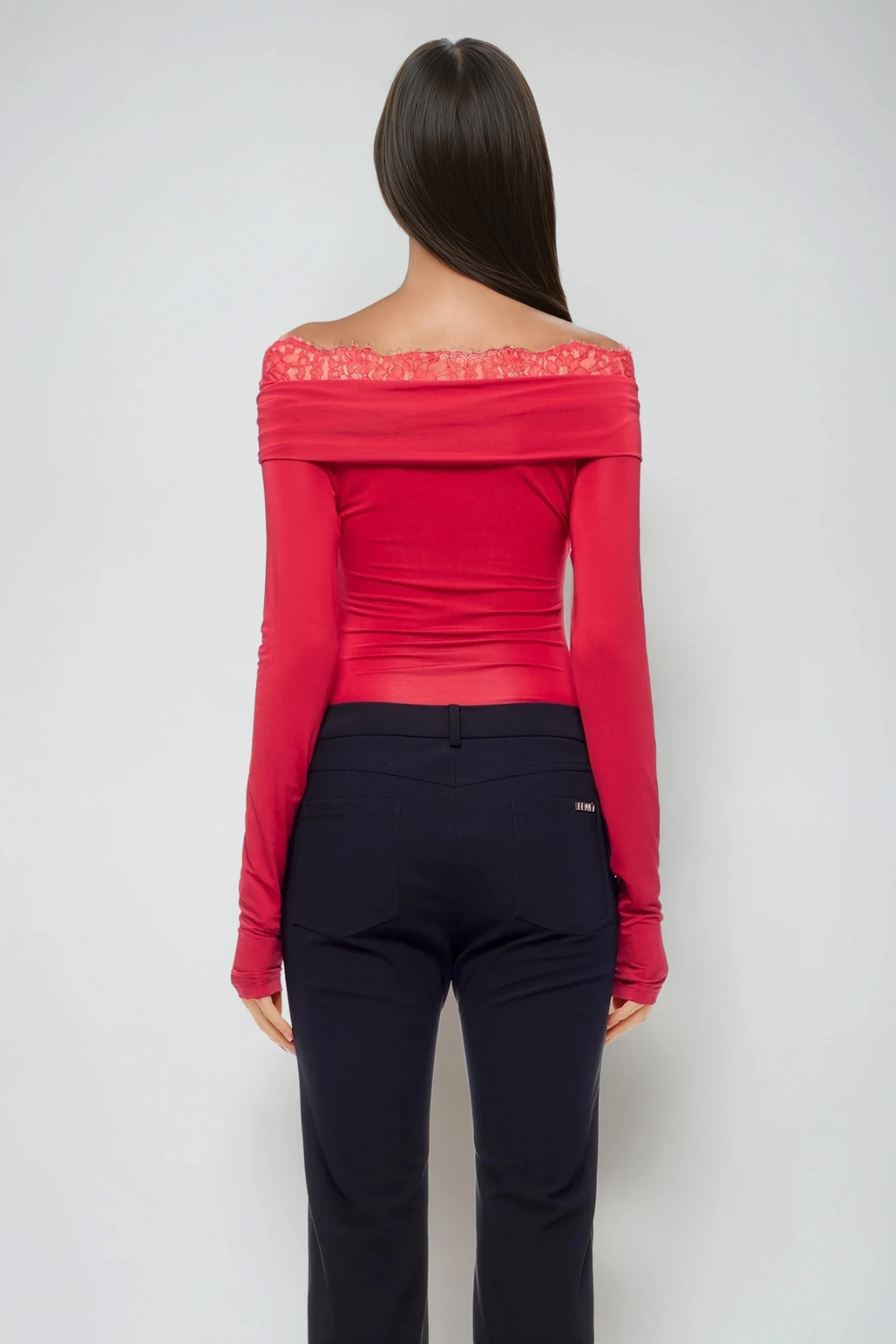 Dugald Lace Off Shoulder Twist Top In Red