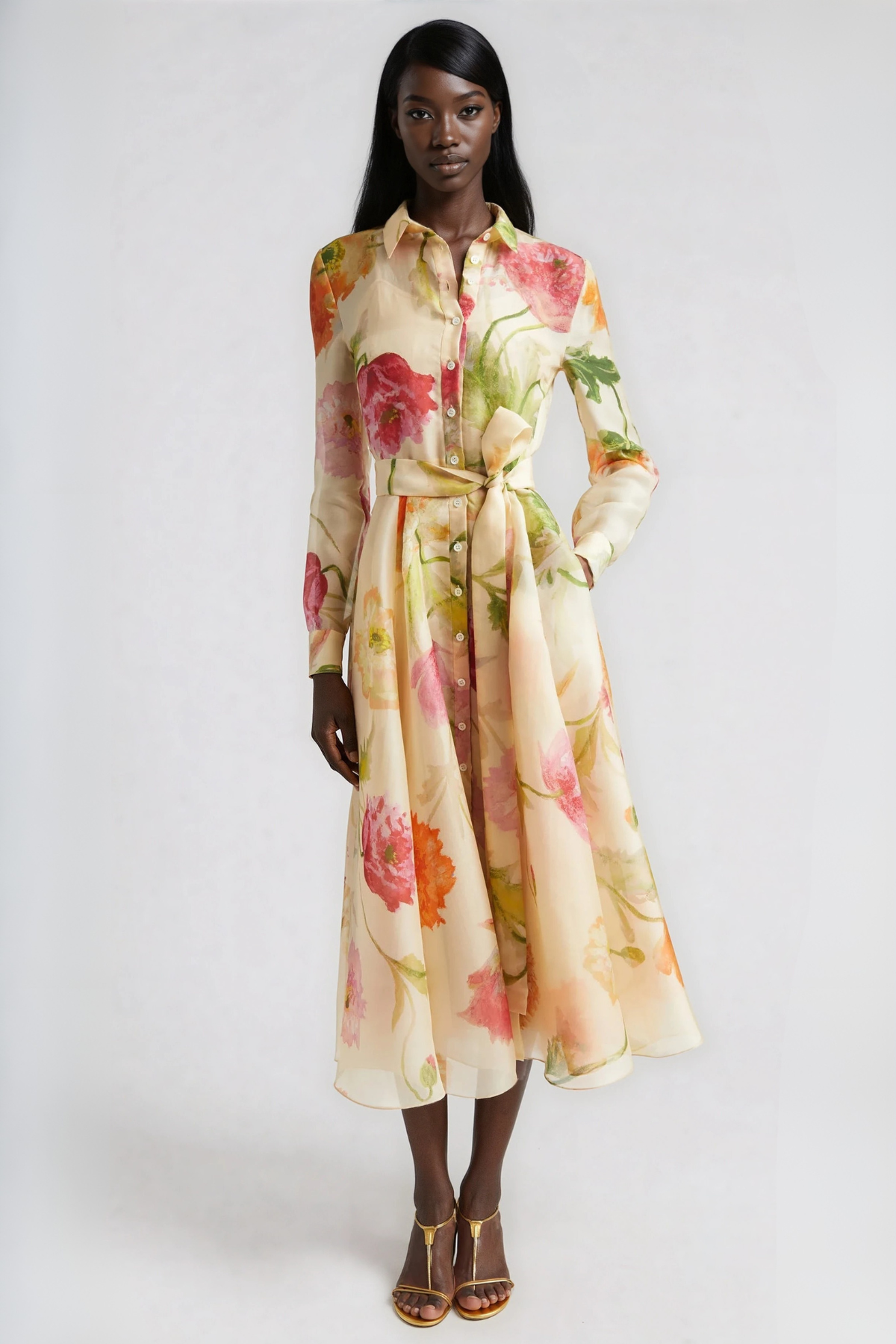 Henrik Floral Tie Up Midi Dress