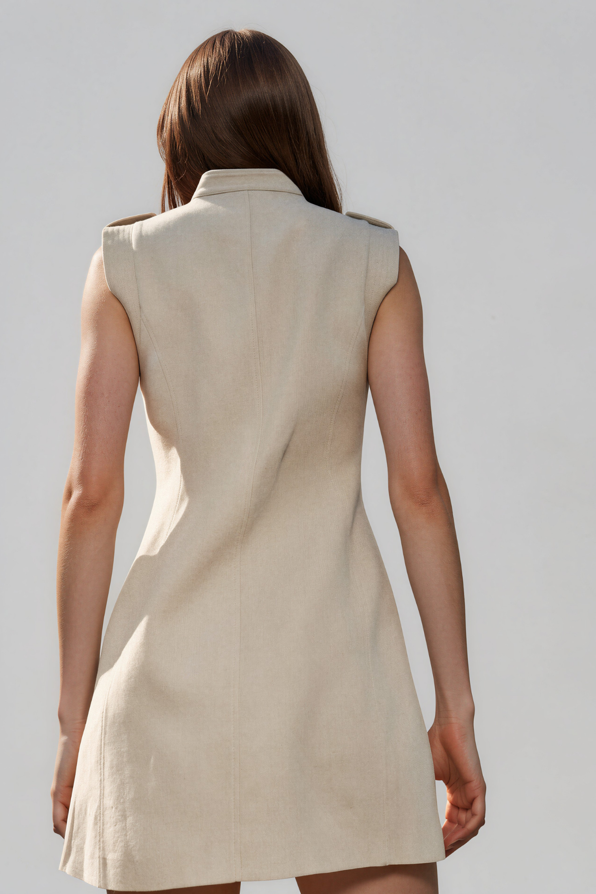 Kafele Button Sleeveless Mini Dress