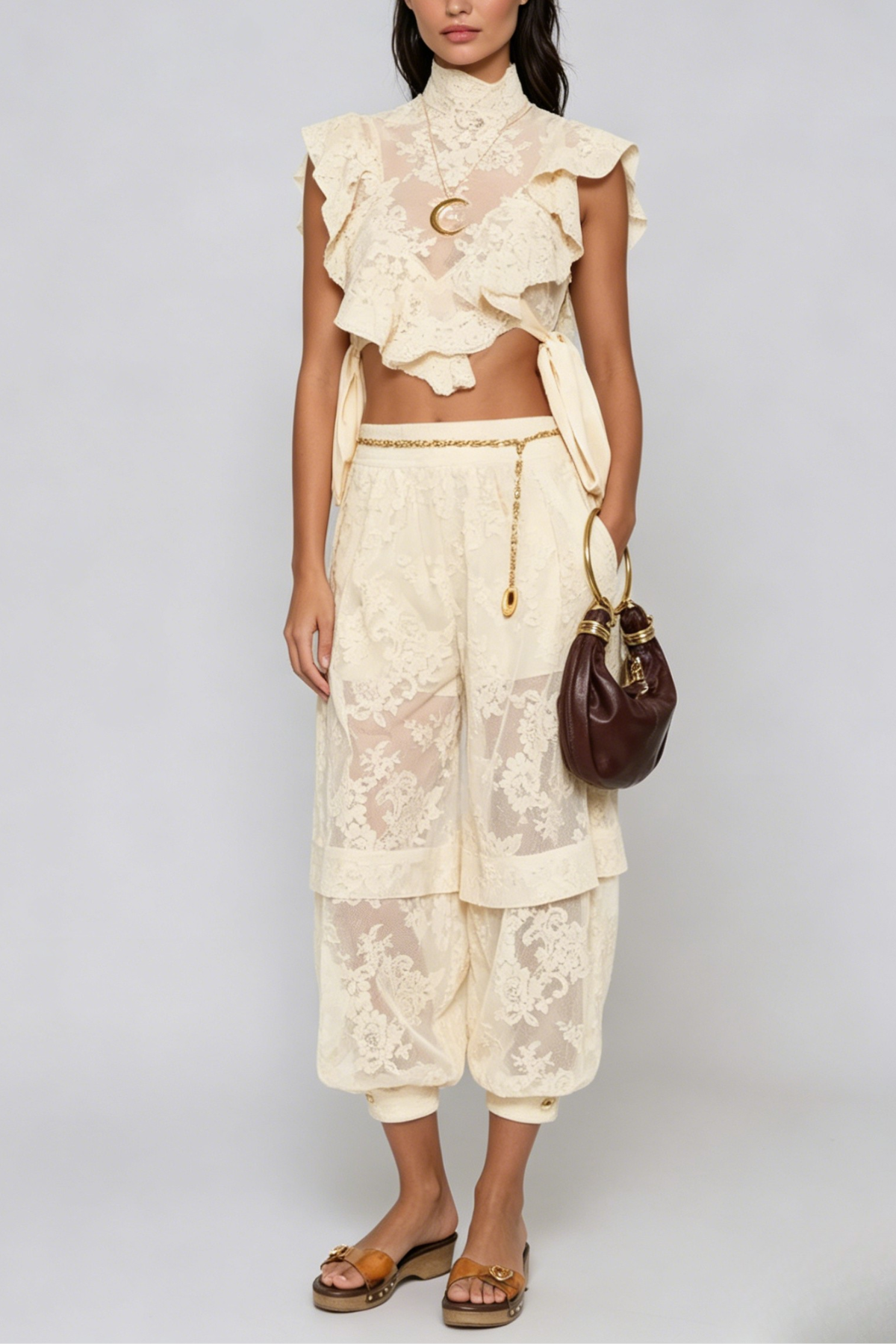 Fergal Lace Ruffle Pants Set