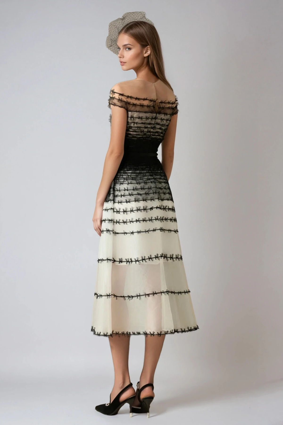 Dirk Off Shoulder Hayley Mesh Midi Dress