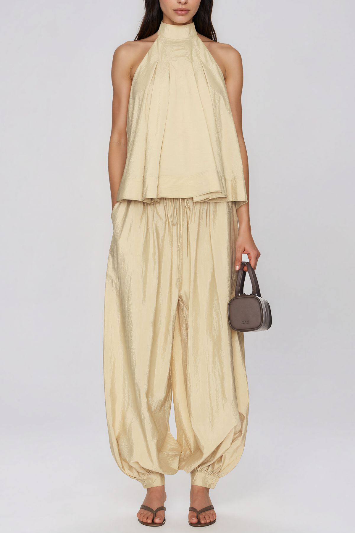 Kalin Halter Neck Draped Pants Set
