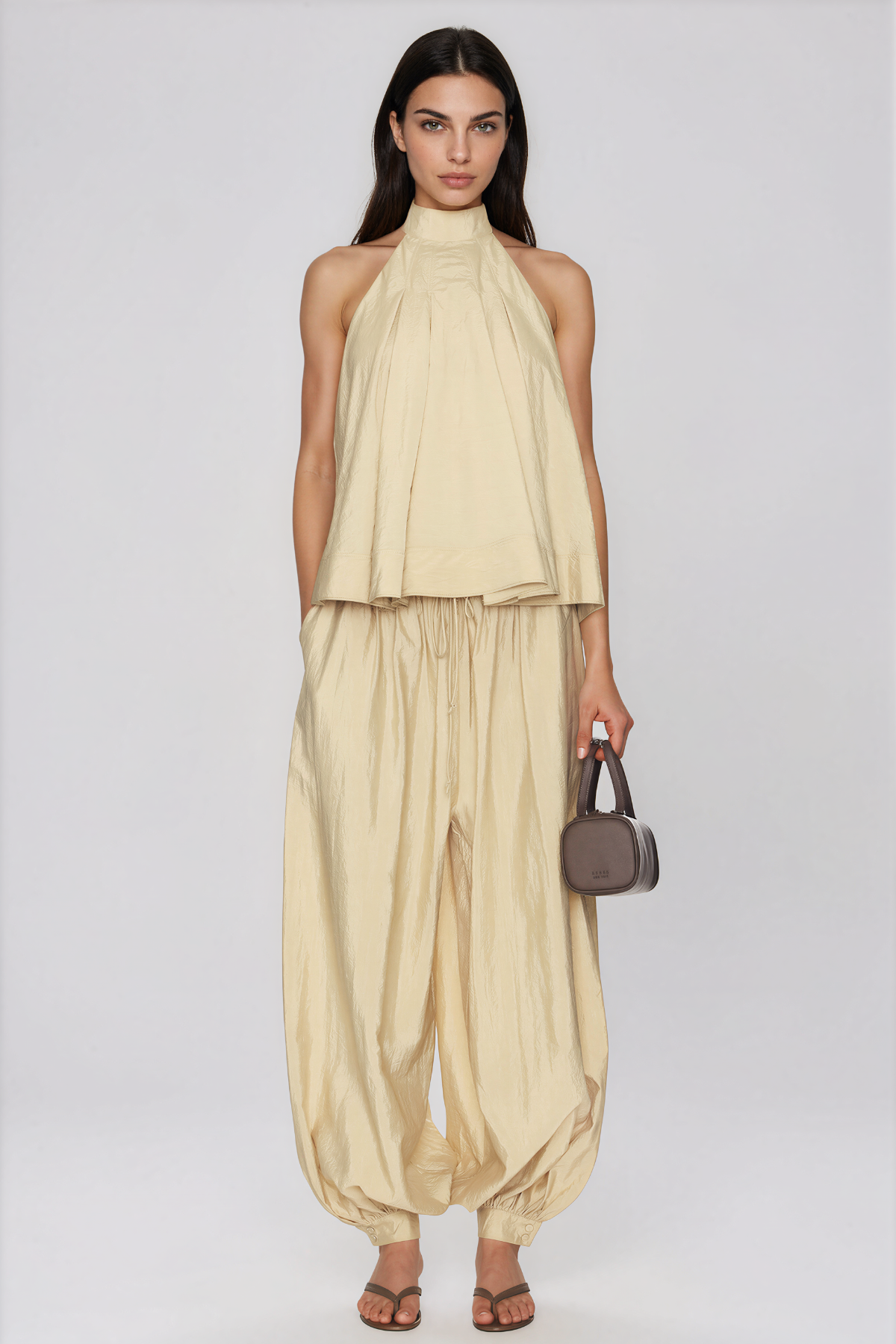 Kalin Halter Neck Draped Pants Set