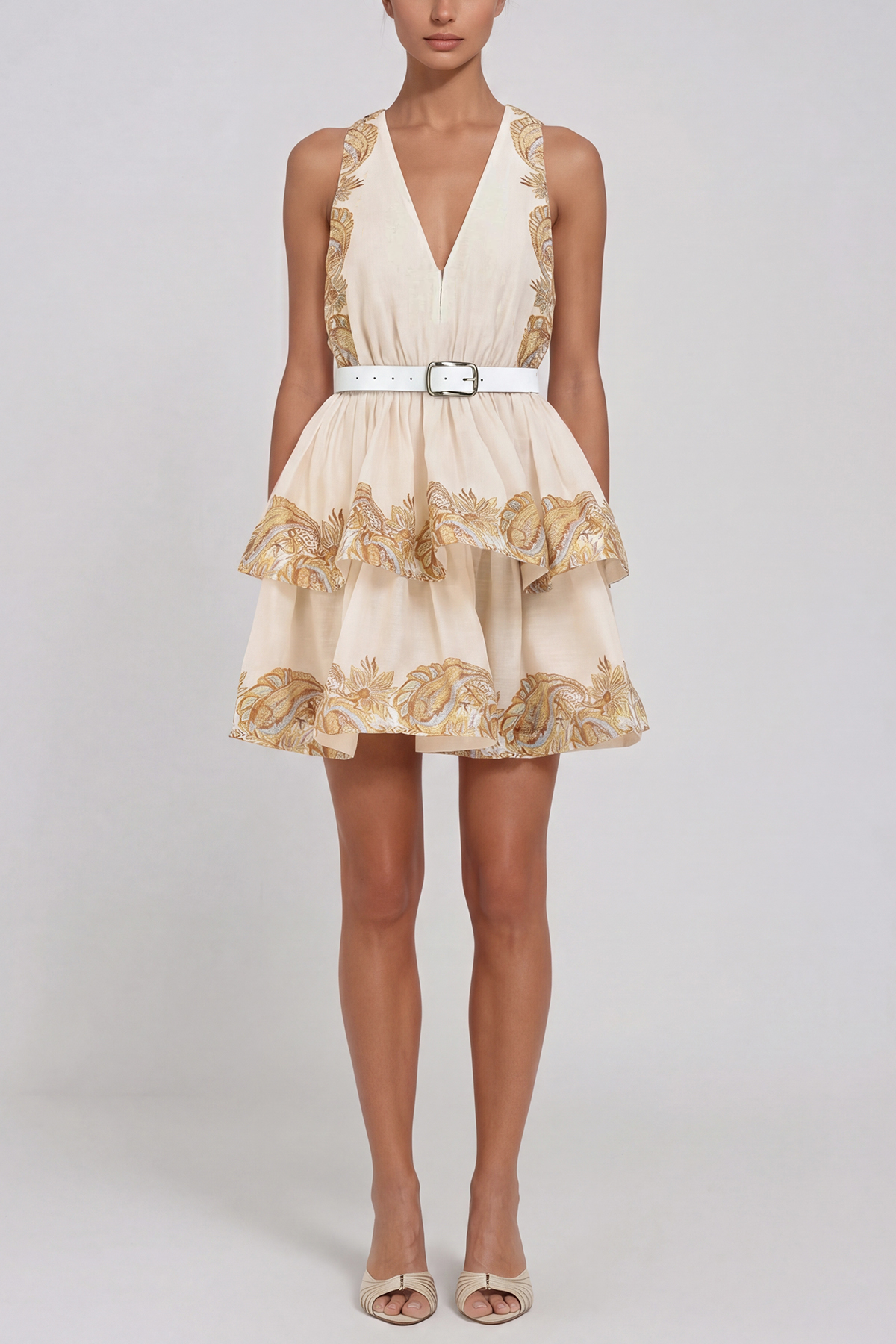 Heorhiy Belt Tiered Mini Dress