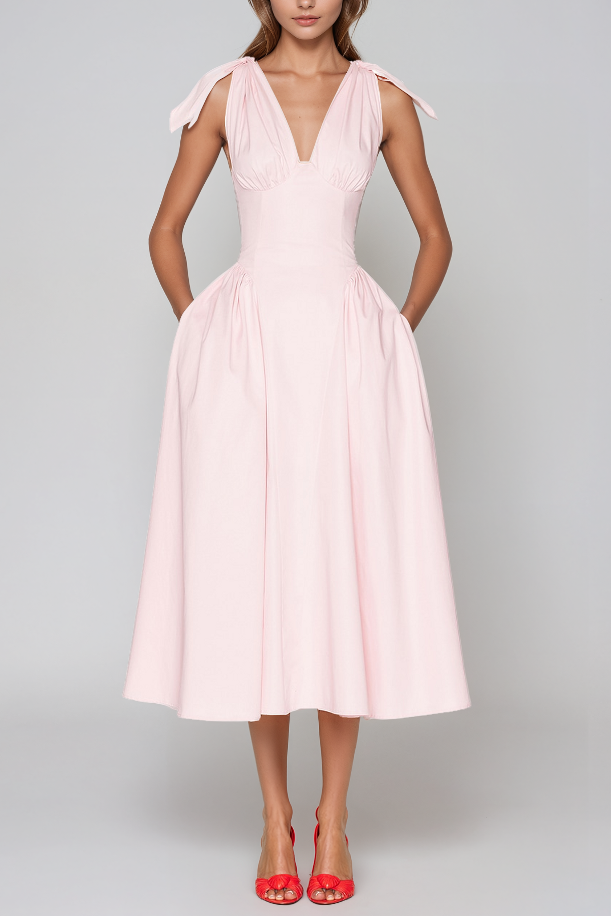 Jamar Sleeveless Ruffle Midi Dress