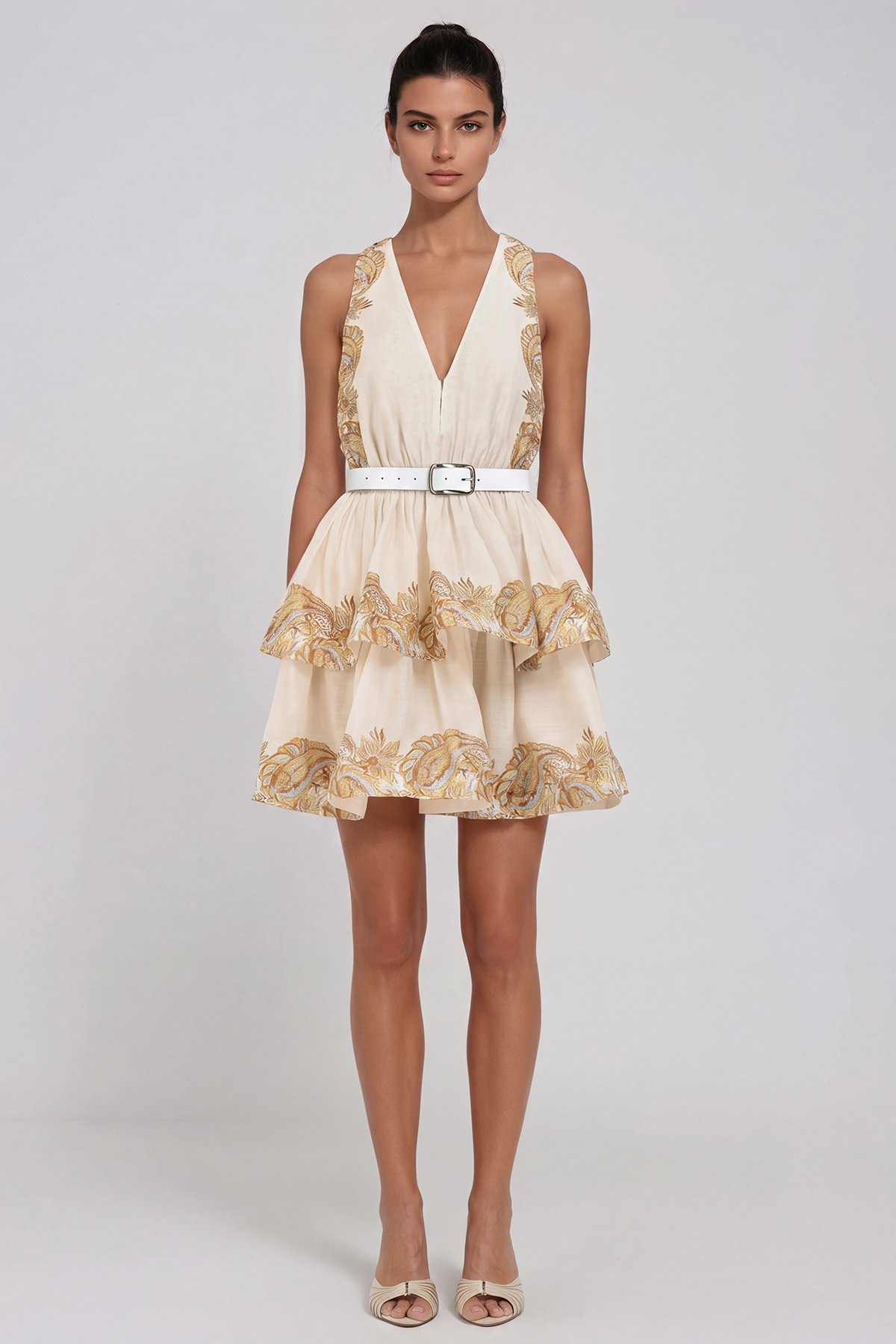 Heorhiy Belt Tiered Mini Dress