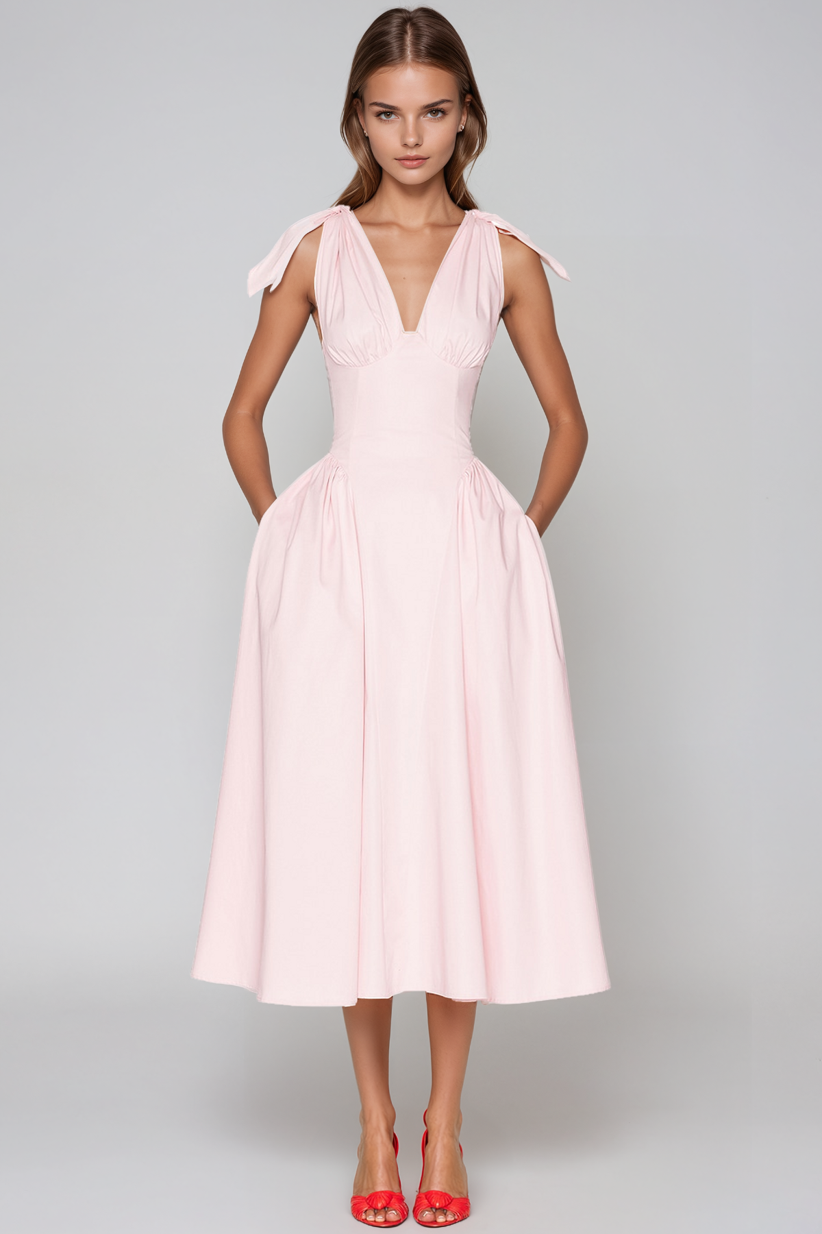 Jamar Sleeveless Ruffle Midi Dress