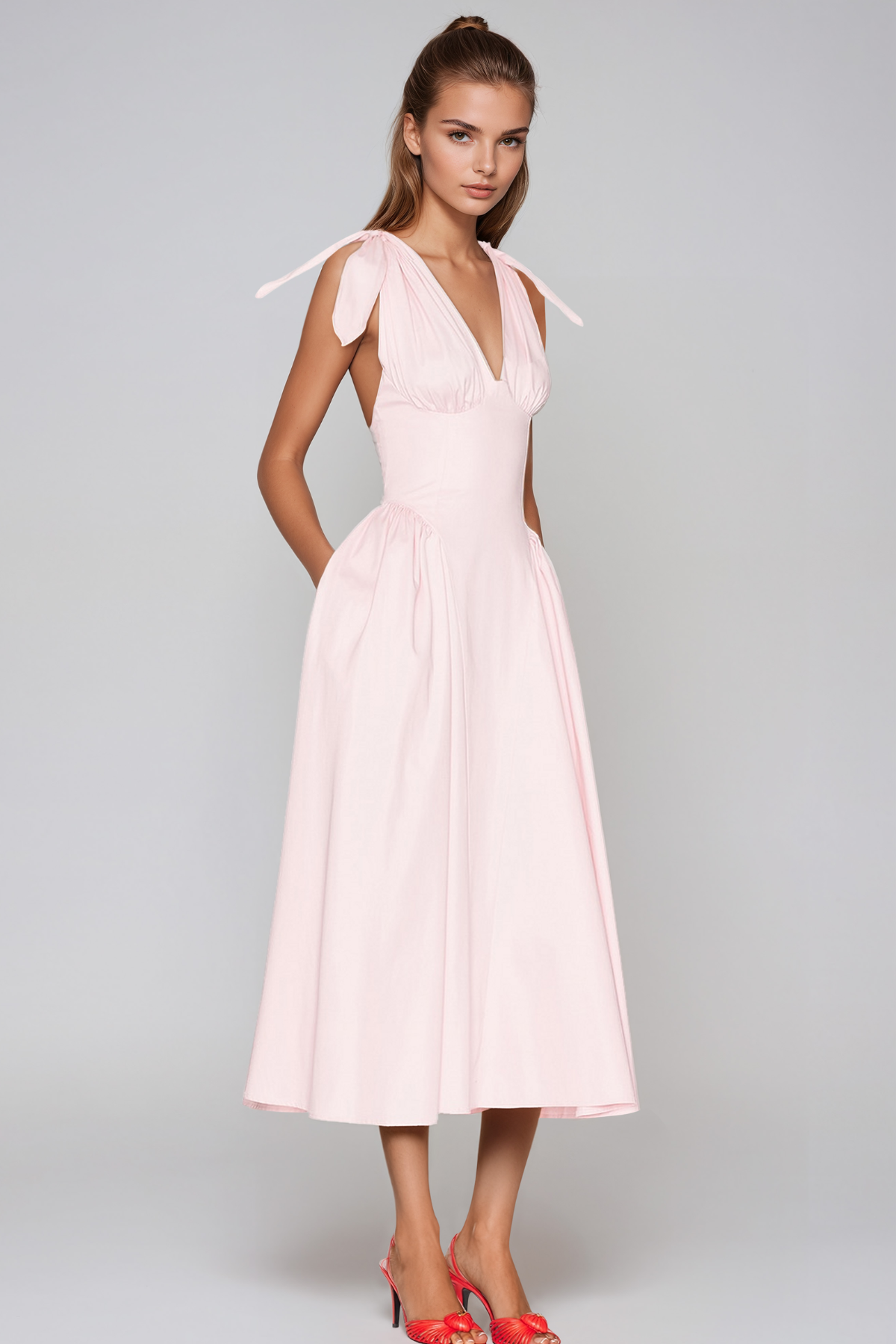 Jamar Sleeveless Ruffle Midi Dress